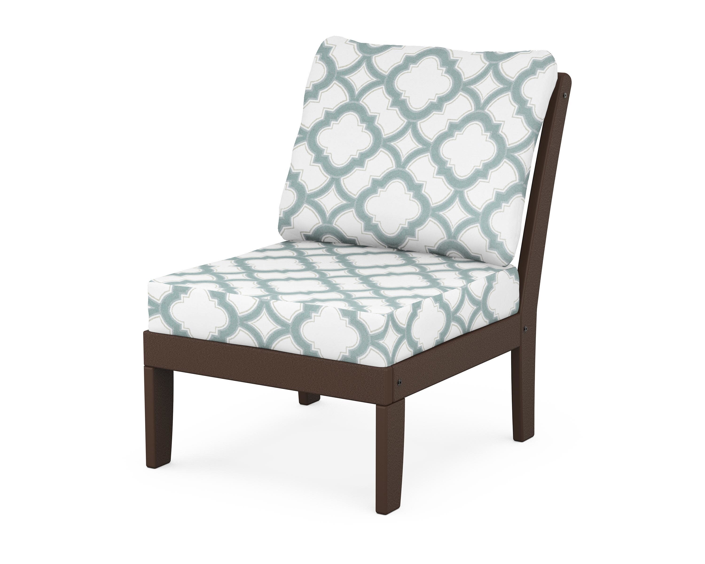 Yacht Club Modular Armless Chair in Vintage Lantern / Trellis Glacier Spa
