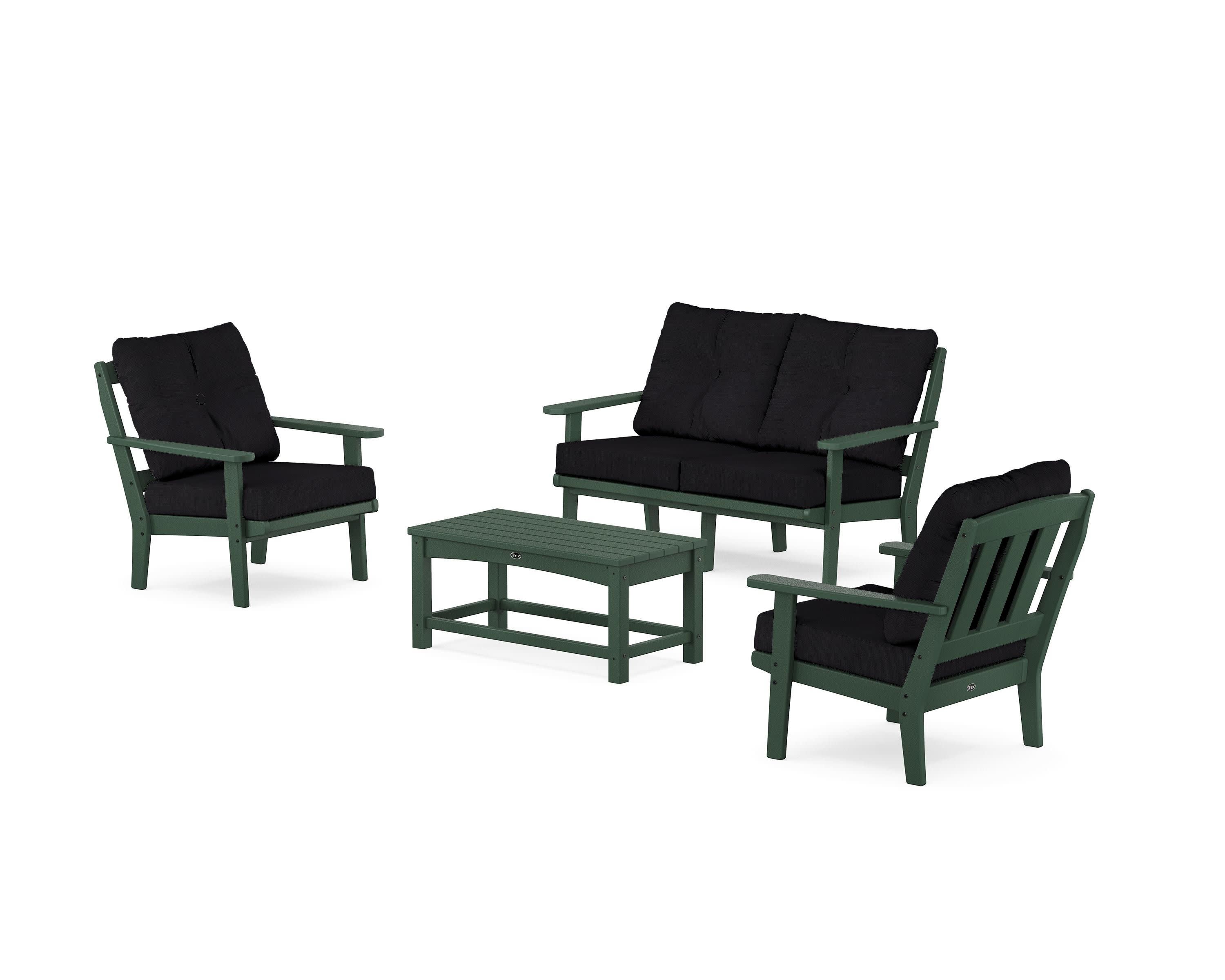 Cape Cod 4-Piece Deep Seating Set with Loveseat in Rainforest Canopy / Midnight Linen