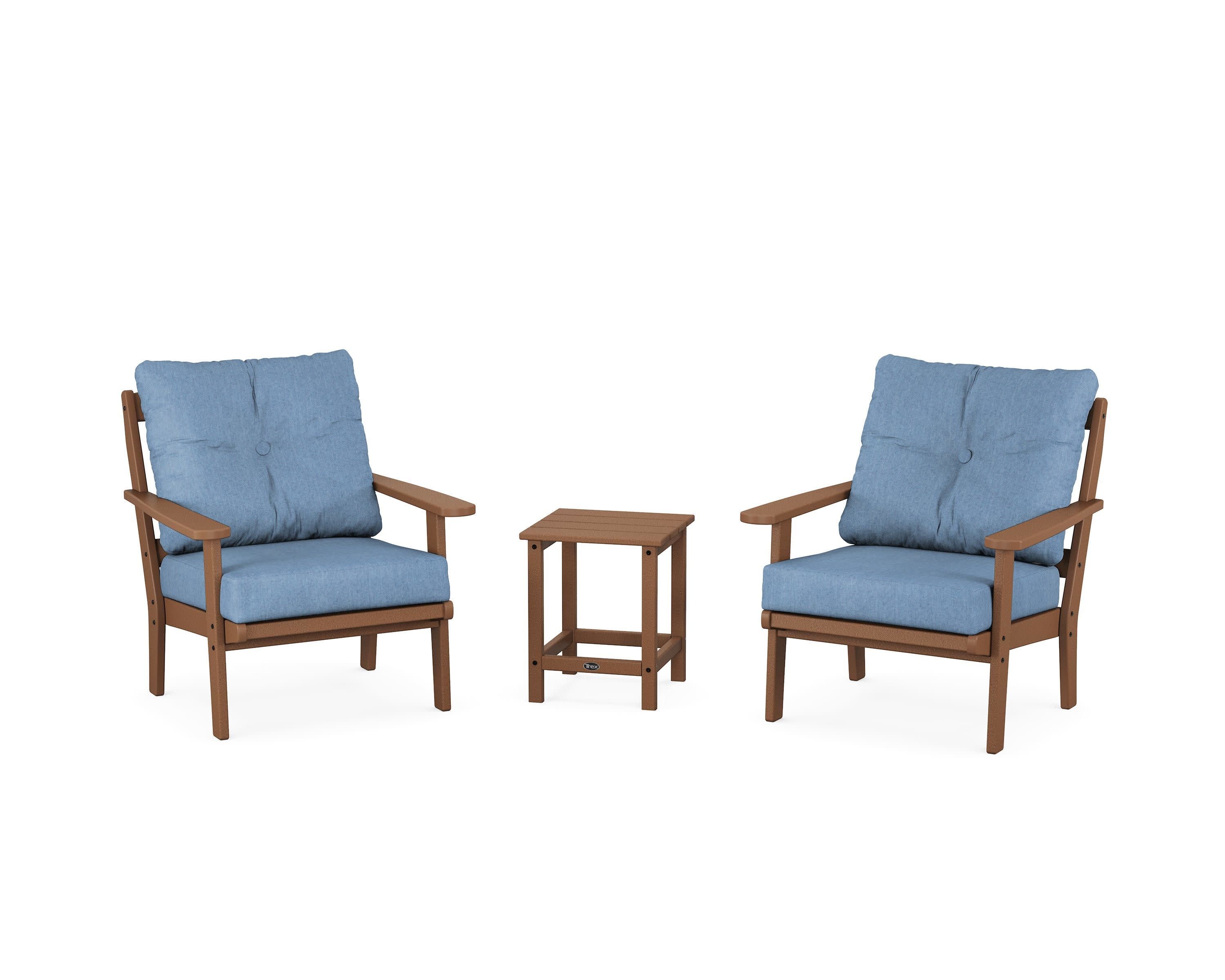 Cape Cod 3-Piece Deep Seating Set in Tree House / Sky Blue