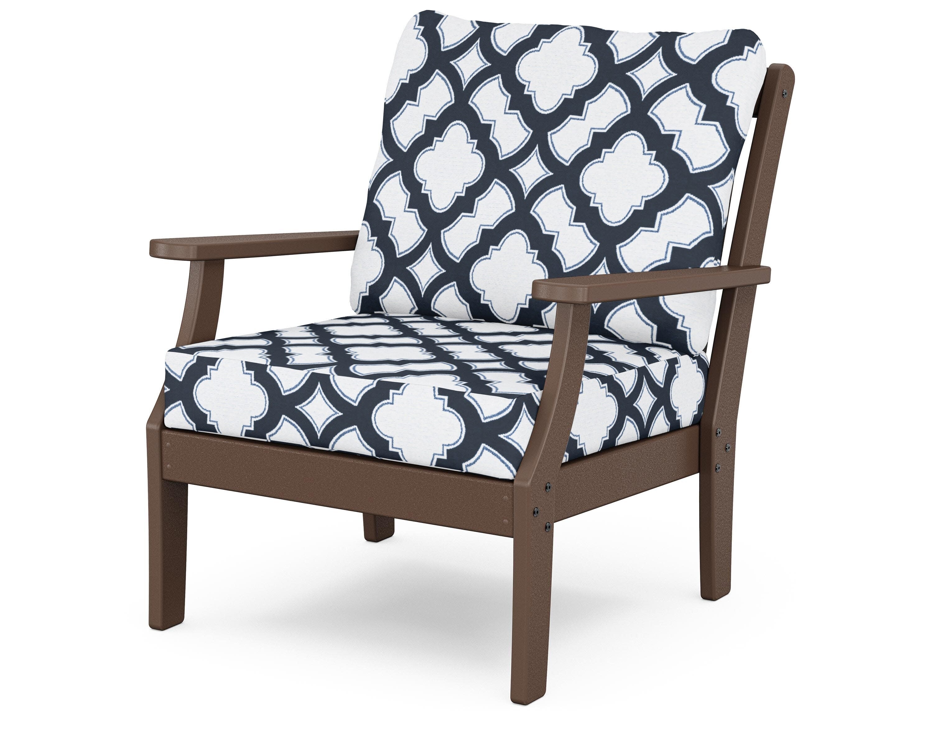 Yacht Club Deep Seating Chair in Vintage Lantern / Trellis Marine Indigo