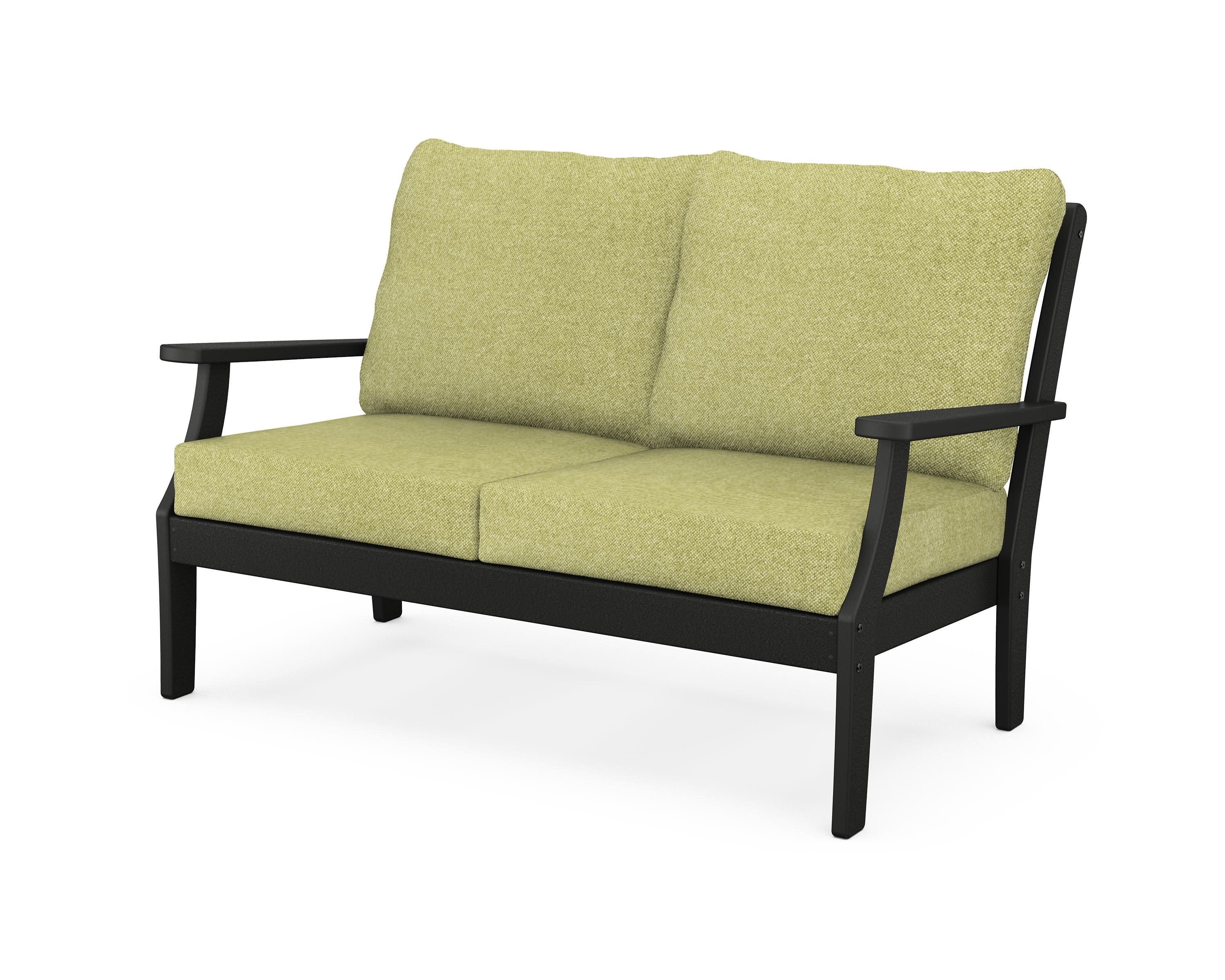Yacht Club Deep Seating Loveseat in Charcoal Black / Chartreuse Boucle