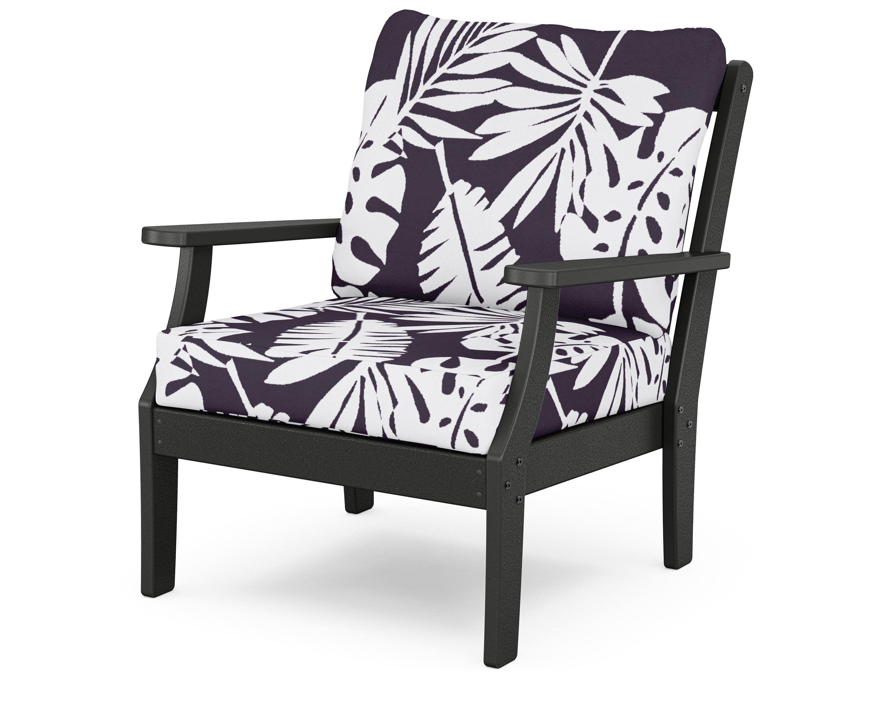 Yacht Club Deep Seating Chair in Charcoal Black / Leaf Navy