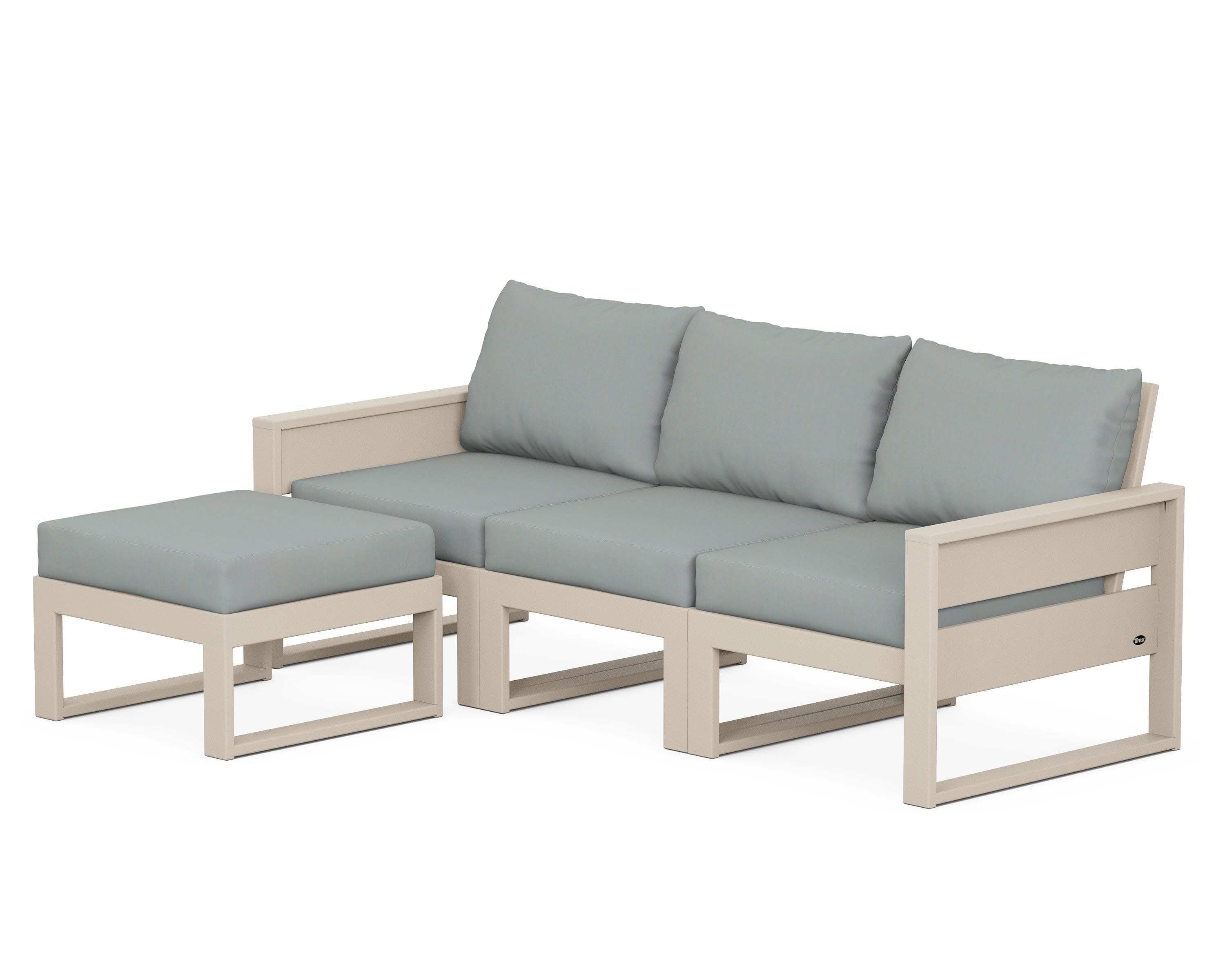 Eastport 4- Piece Sectional with Ottoman in Sand Castle / Spa