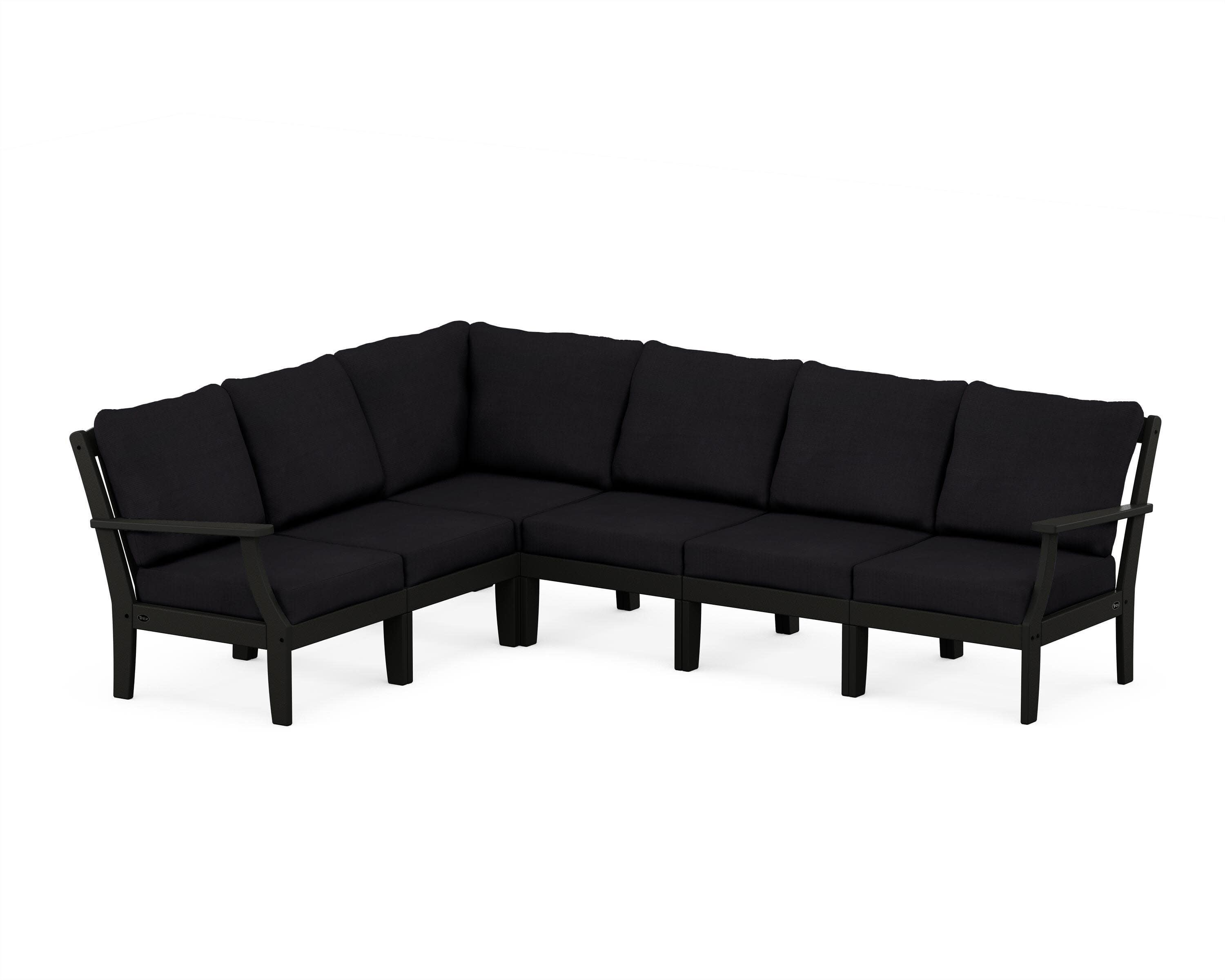 Yacht Club Modular 6-Piece Deep Seating Set in Charcoal Black / Midnight Linen