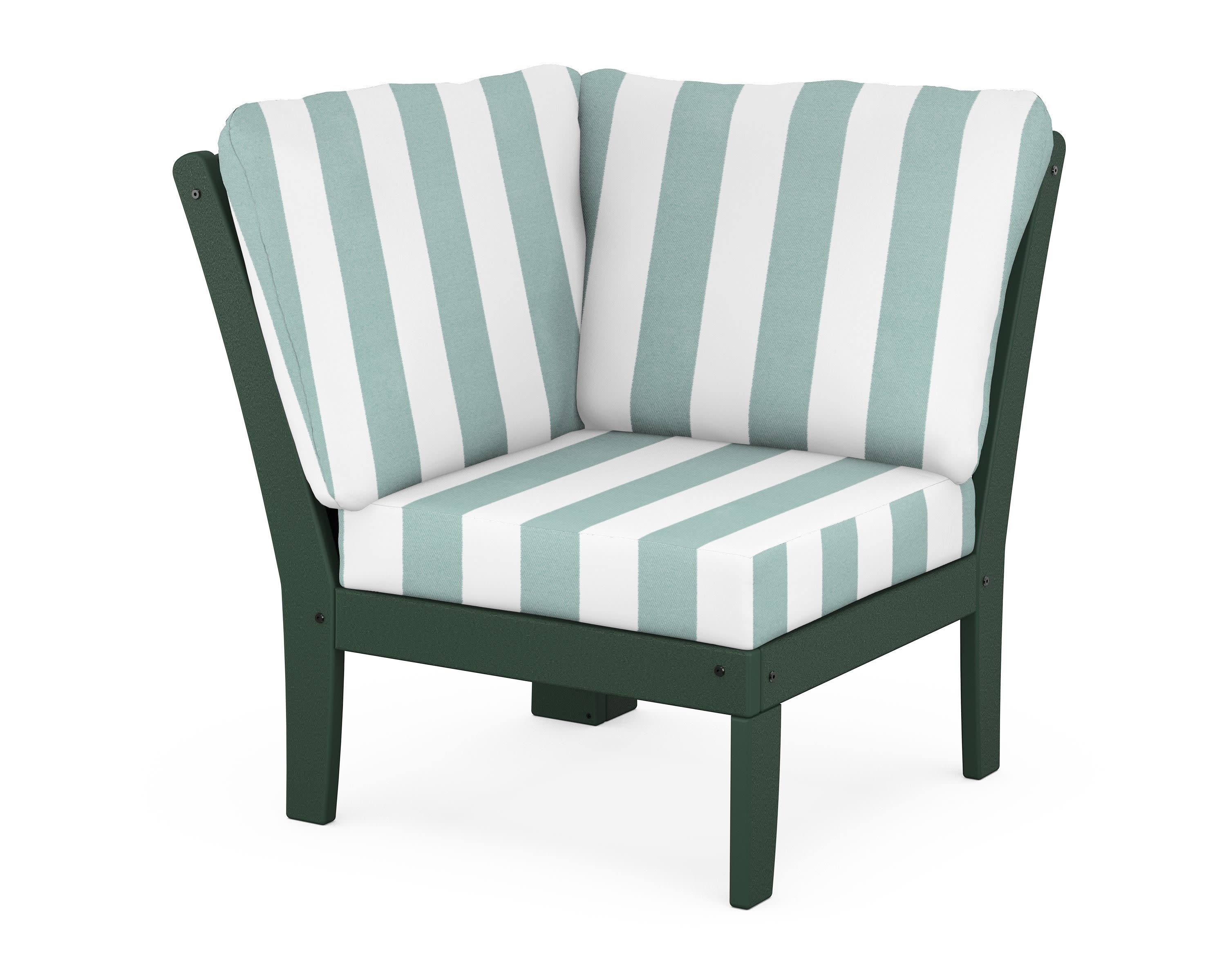 Yacht Club Modular Corner Chair in Rainforest Canopy / Cabana Stripe Glacier Spa