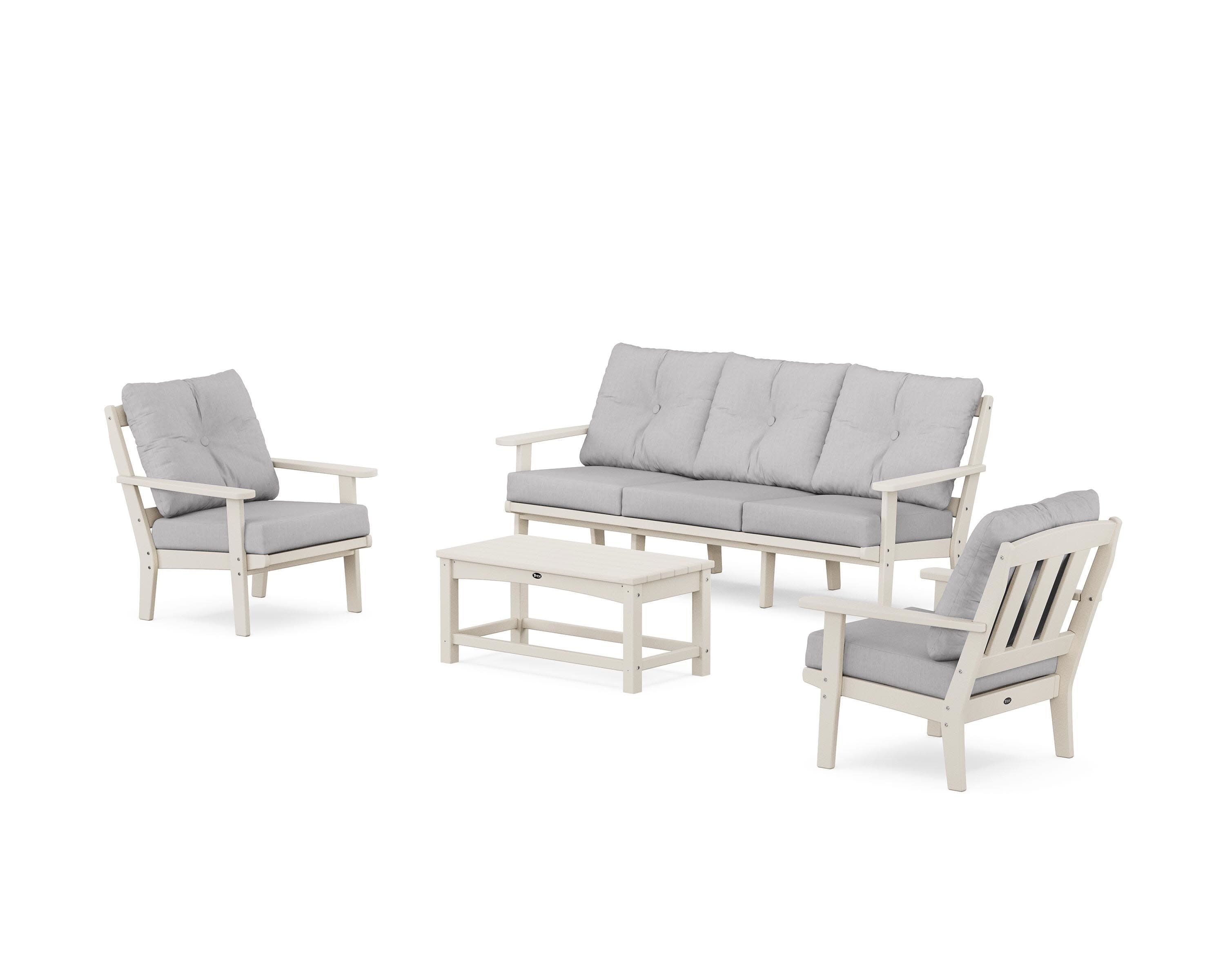 Cape Cod 4-Piece Deep Seating Set with Sofa in Sand Castle / Granite