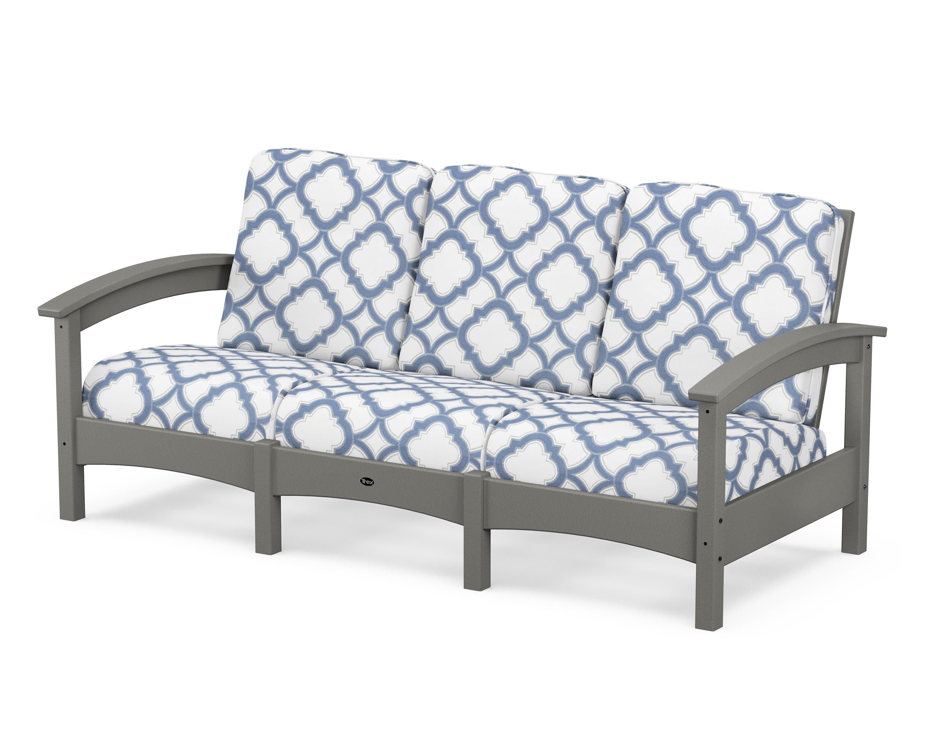 Rockport Club Sofa in Stepping Stone / Trellis Sky Blue
