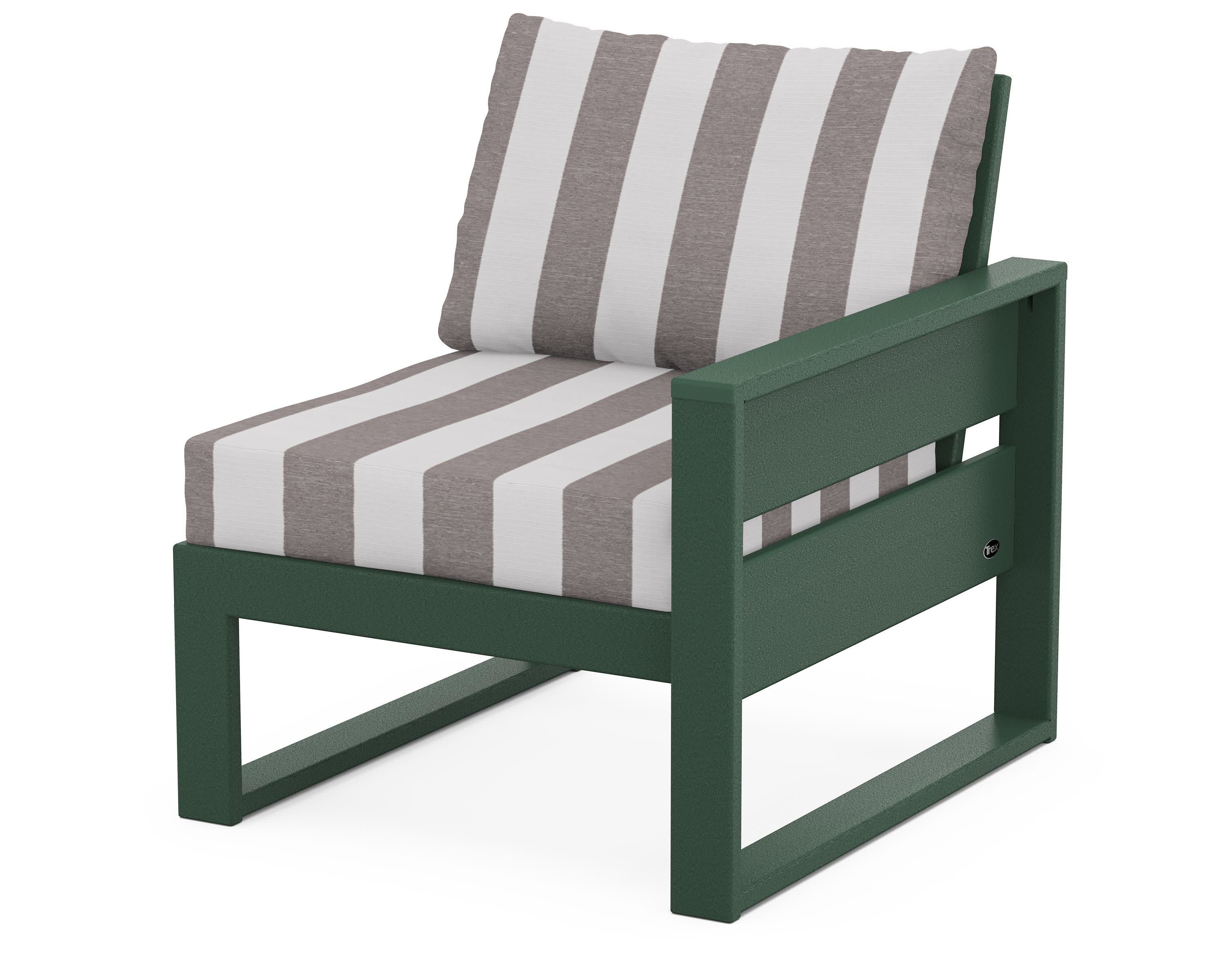 Eastport Modular Right Arm Chair in Rainforest Canopy / Cabana Stripe Grey Mist