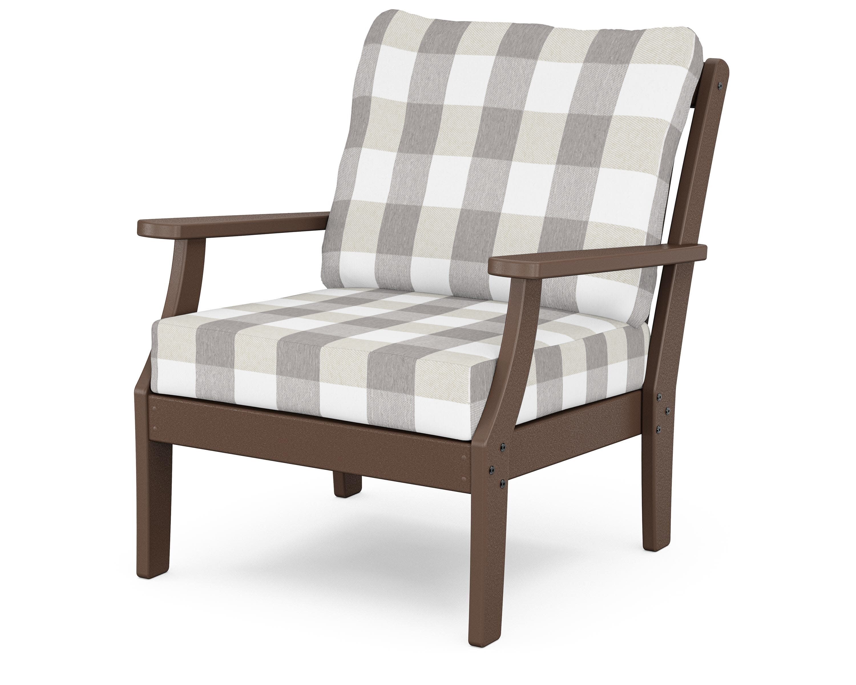 Yacht Club Deep Seating Chair in Vintage Lantern / Buffalo Plaid Grey Mist