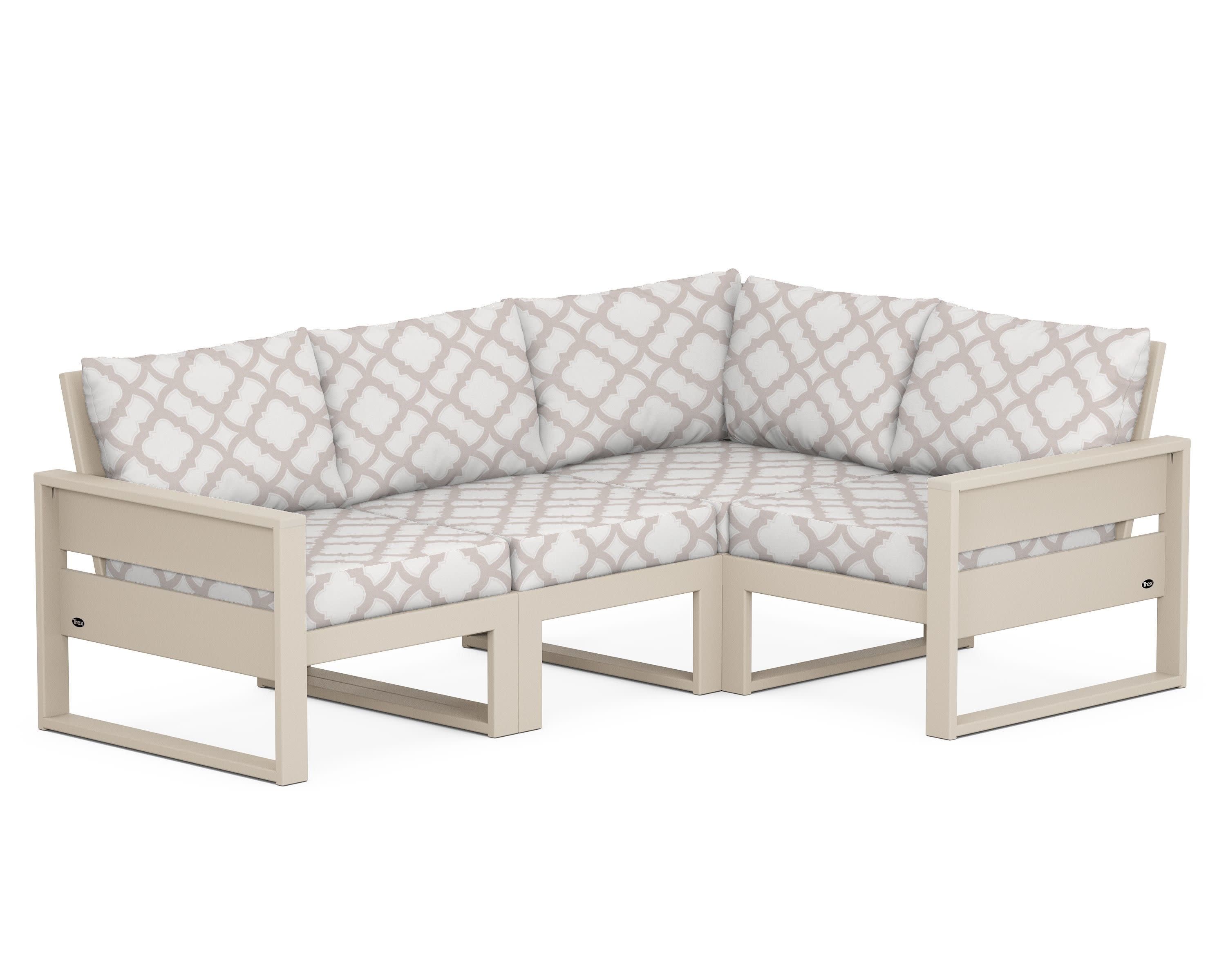 Eastport 4- Piece Sectional in Sand Castle / Trellis Dune Burlap