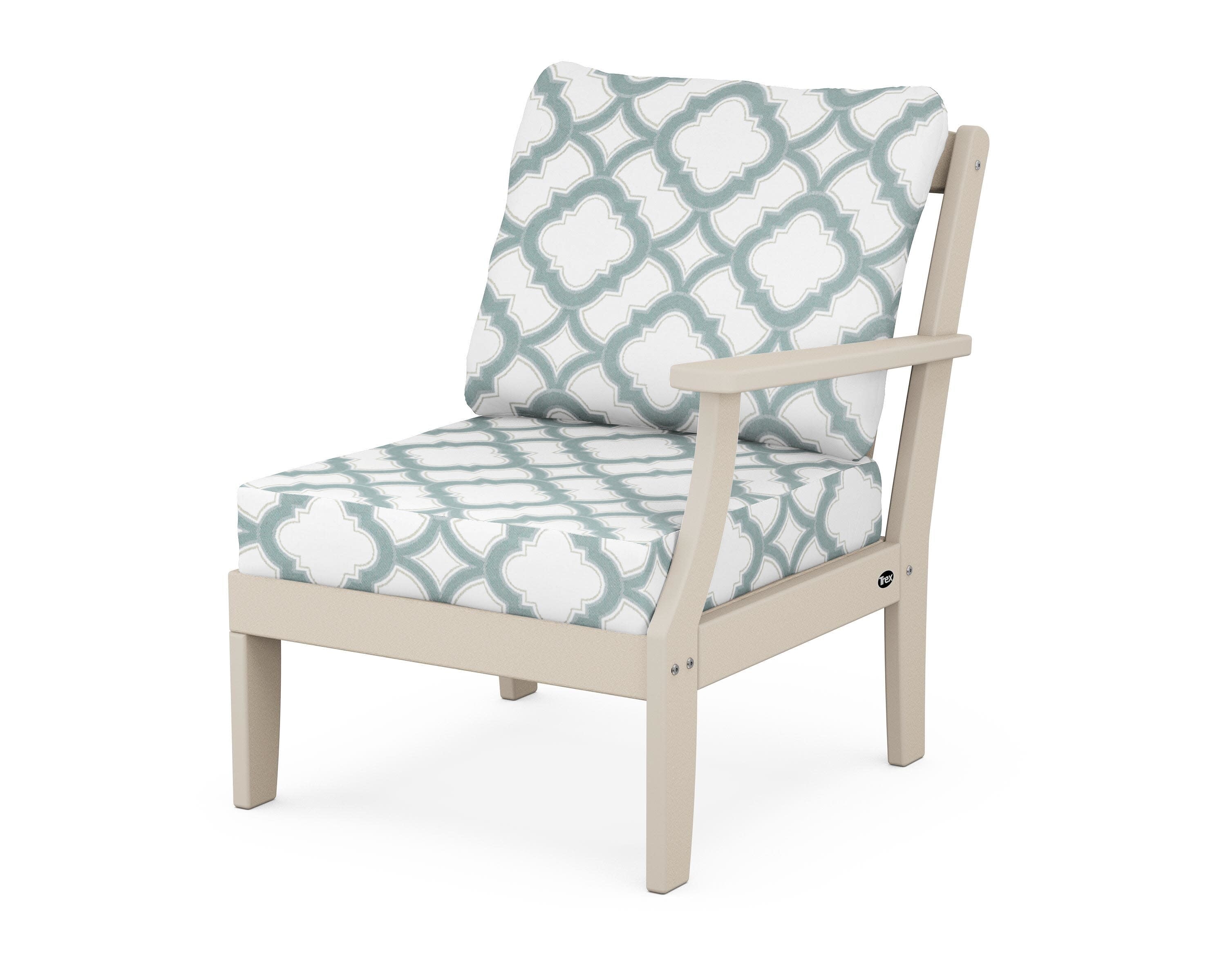 Yacht Club Modular Right Arm Chair in Sand Castle / Trellis Glacier Spa