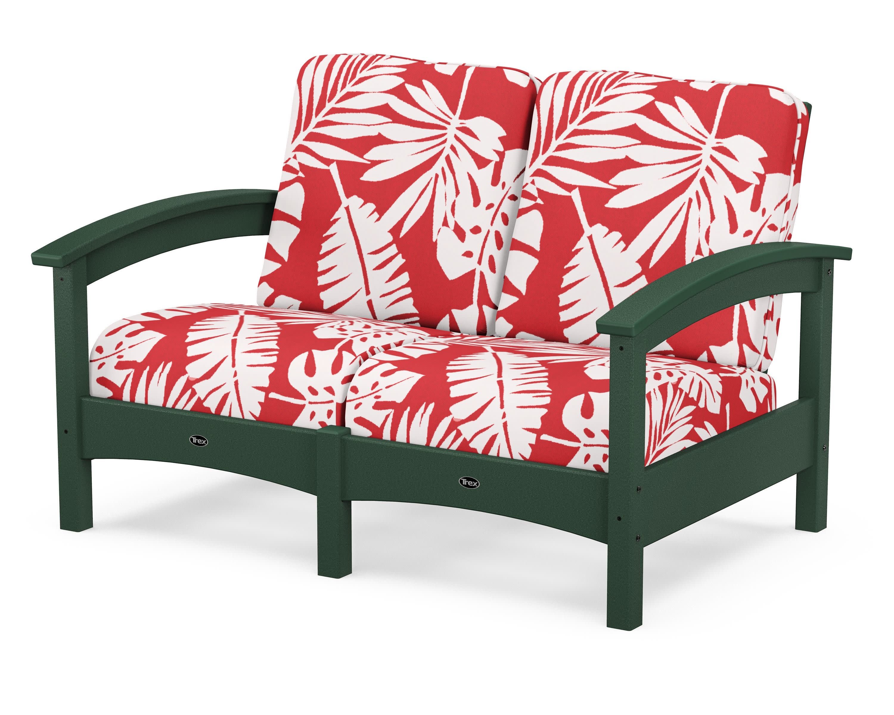 Rockport Club Loveseat in Rainforest Canopy / Leaf Crimson