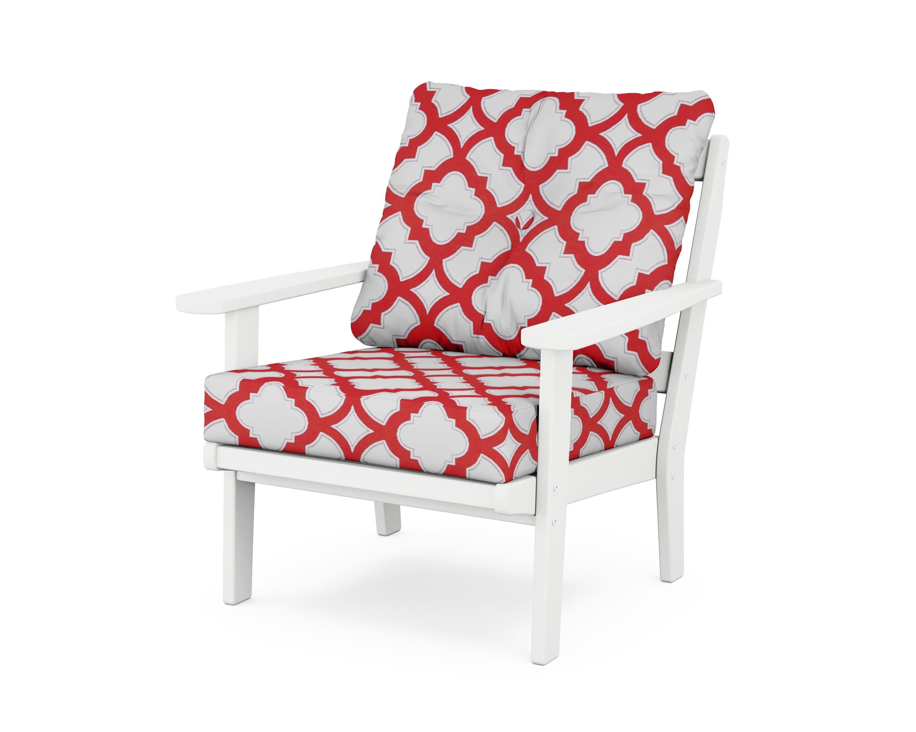Cape Cod Deep Seating Chair in Classic White / Trellis Crimson
