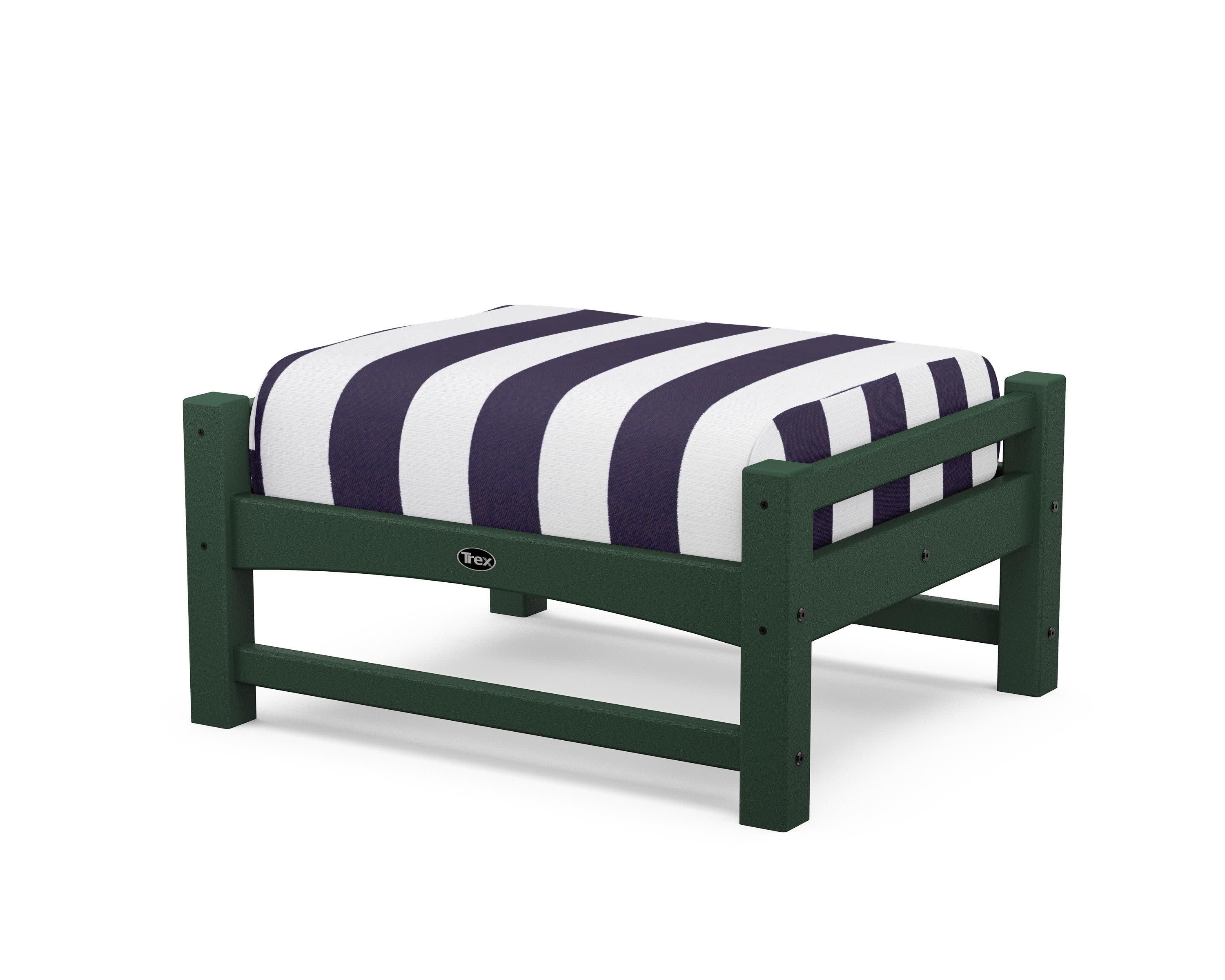 Rockport Club Ottoman in Rainforest Canopy / Cabana Stripe Navy