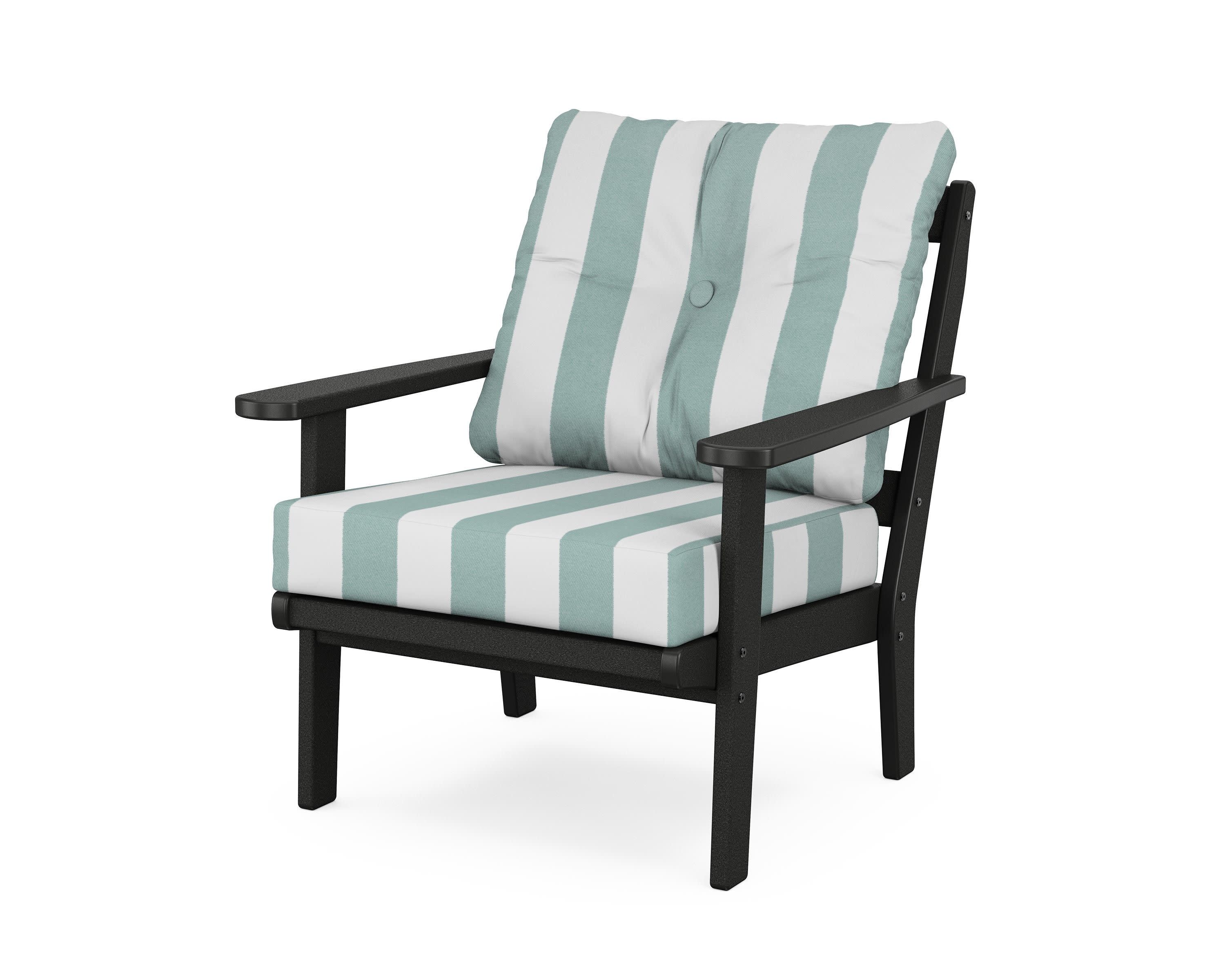 Cape Cod Deep Seating Chair in Charcoal Black / Cabana Stripe Glacier Spa