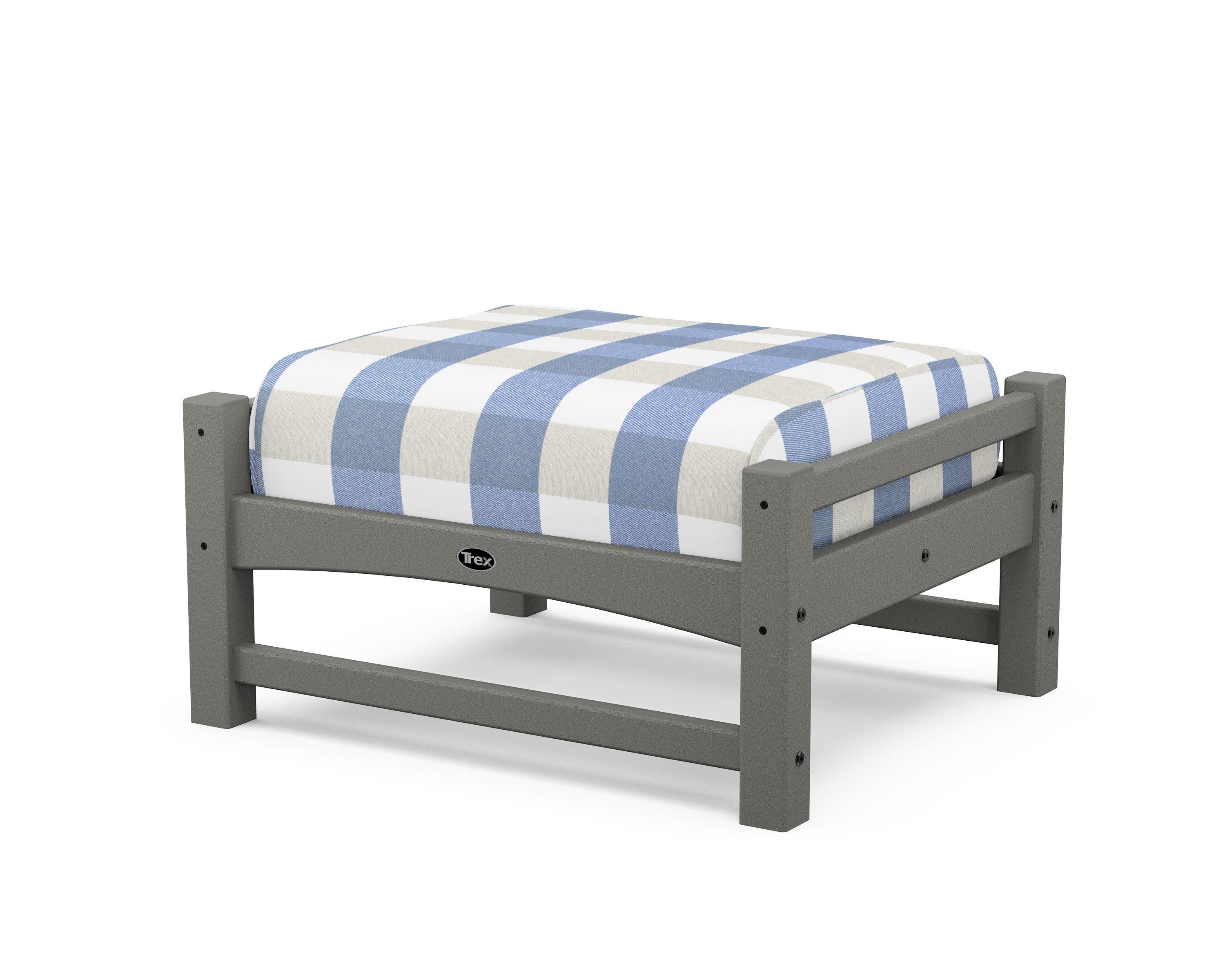 Rockport Club Ottoman in Stepping Stone / Buffalo Plaid Sky Blue