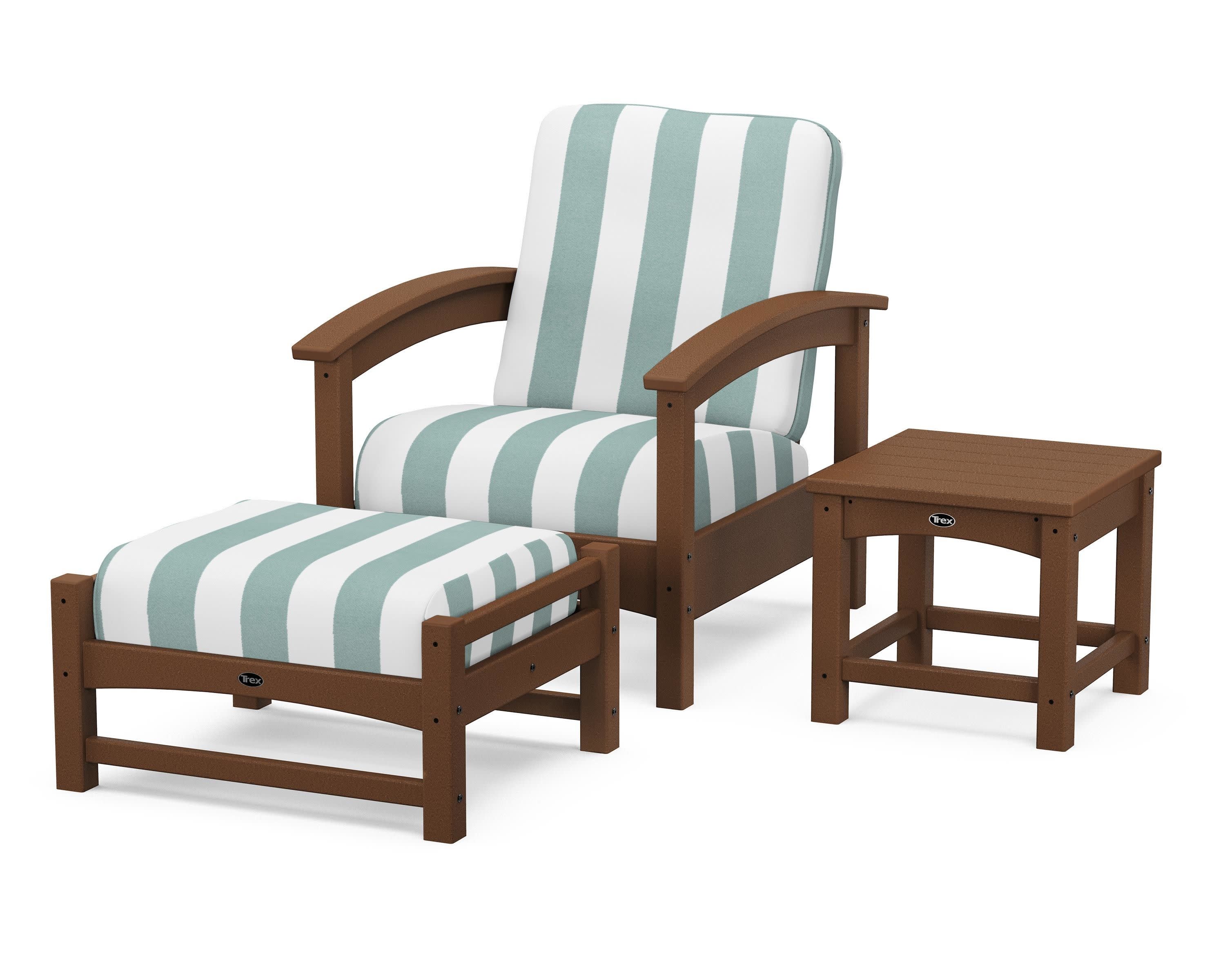 Rockport 3-Piece Deep Seating Set in Tree House / Cabana Stripe Glacier Spa