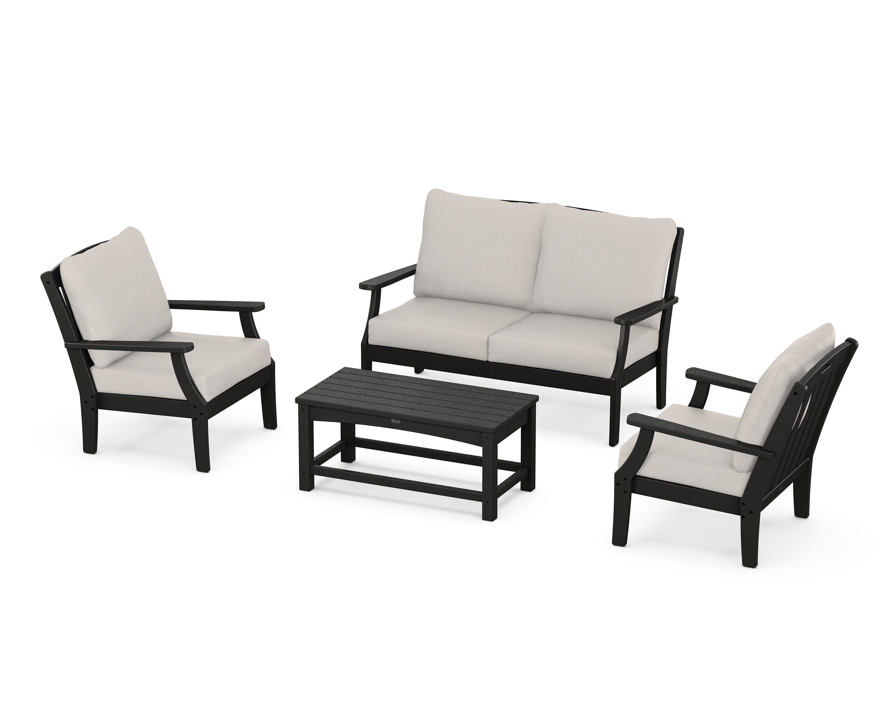 Yacht Club 4-Piece Deep Seating Chair Set in Charcoal Black / Cast Ash