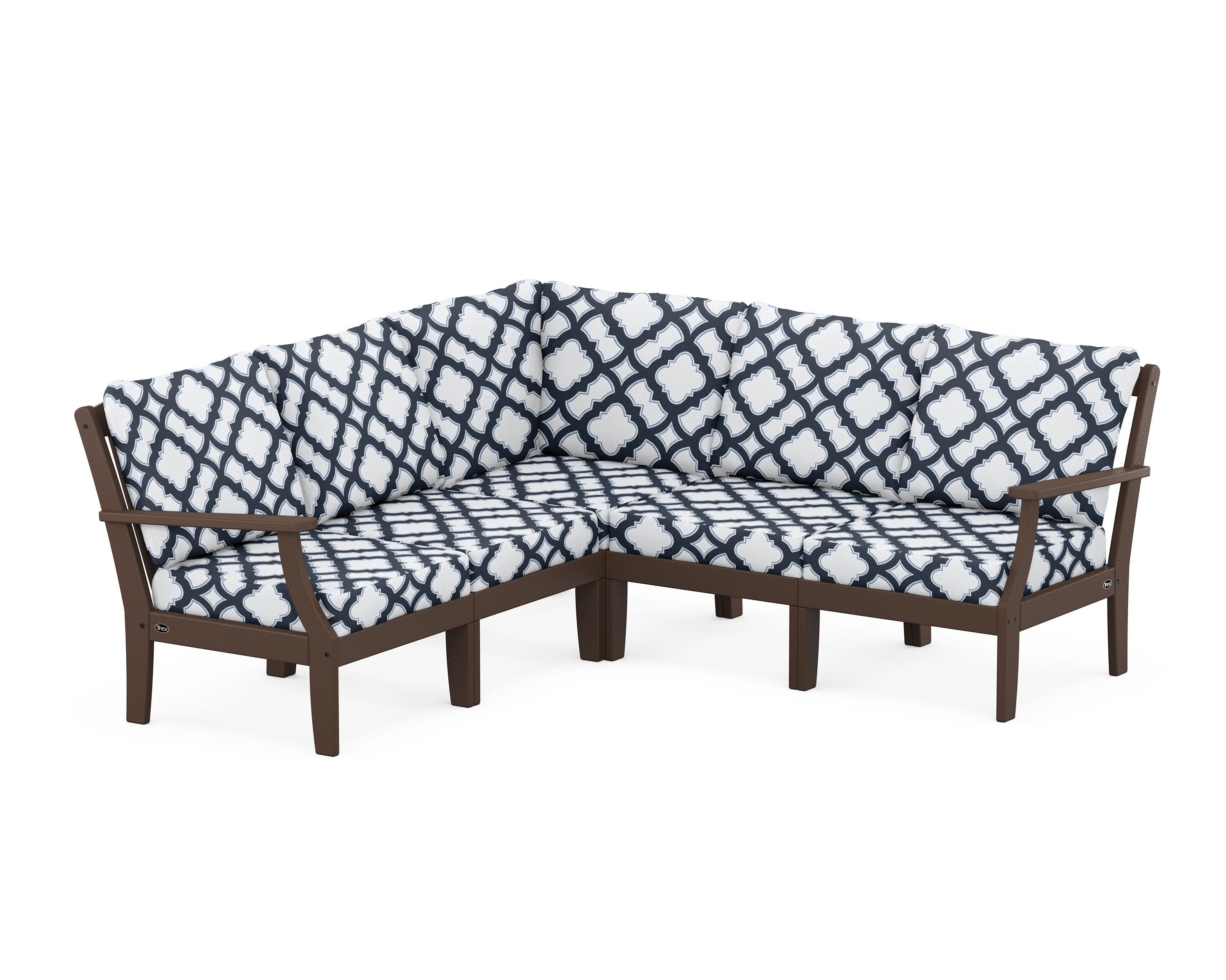 Yacht Club Modular 5-Piece Deep Seating Set in Vintage Lantern / Trellis Marine Indigo