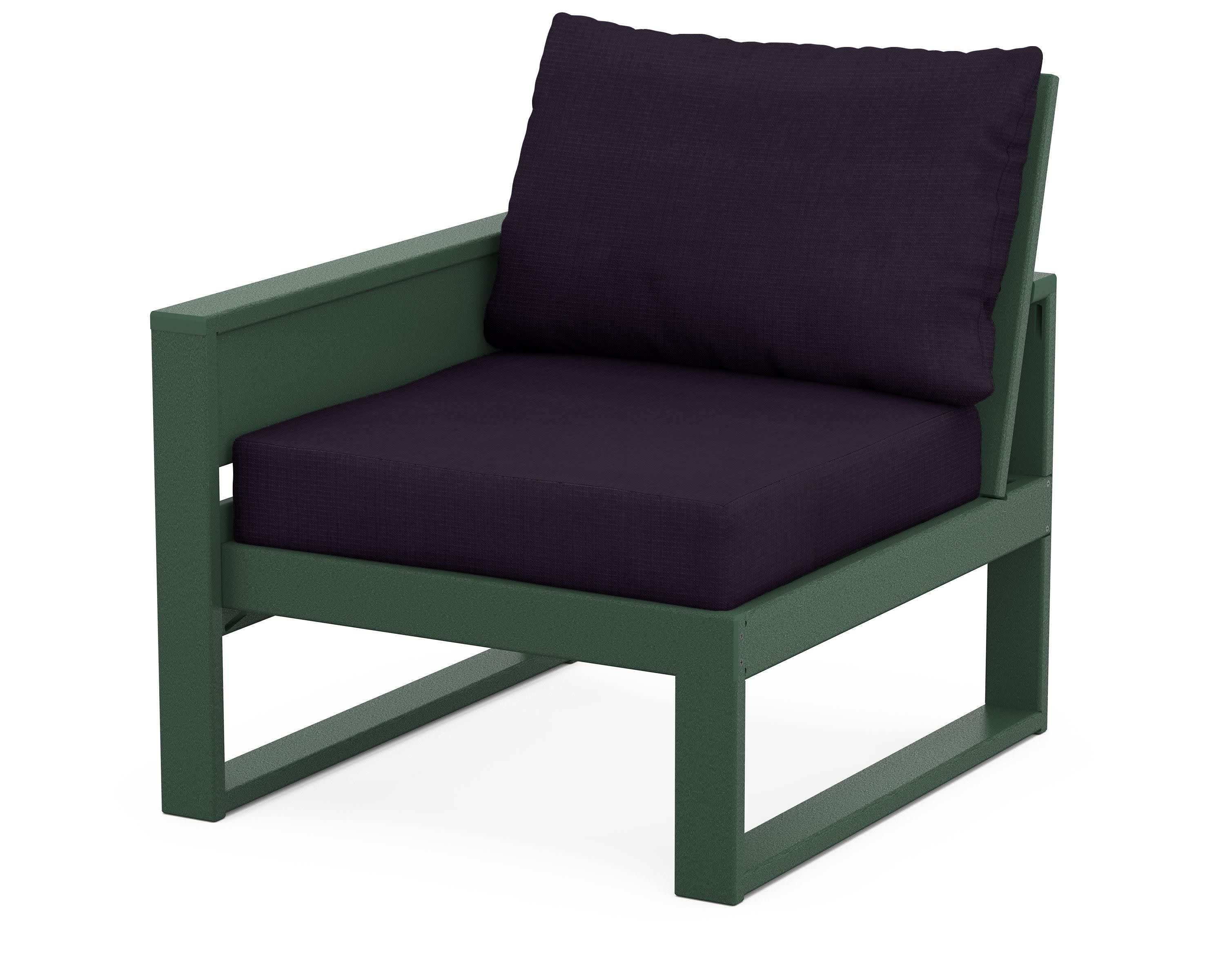 Eastport Modular Left Arm Chair in Rainforest Canopy / Navy Linen