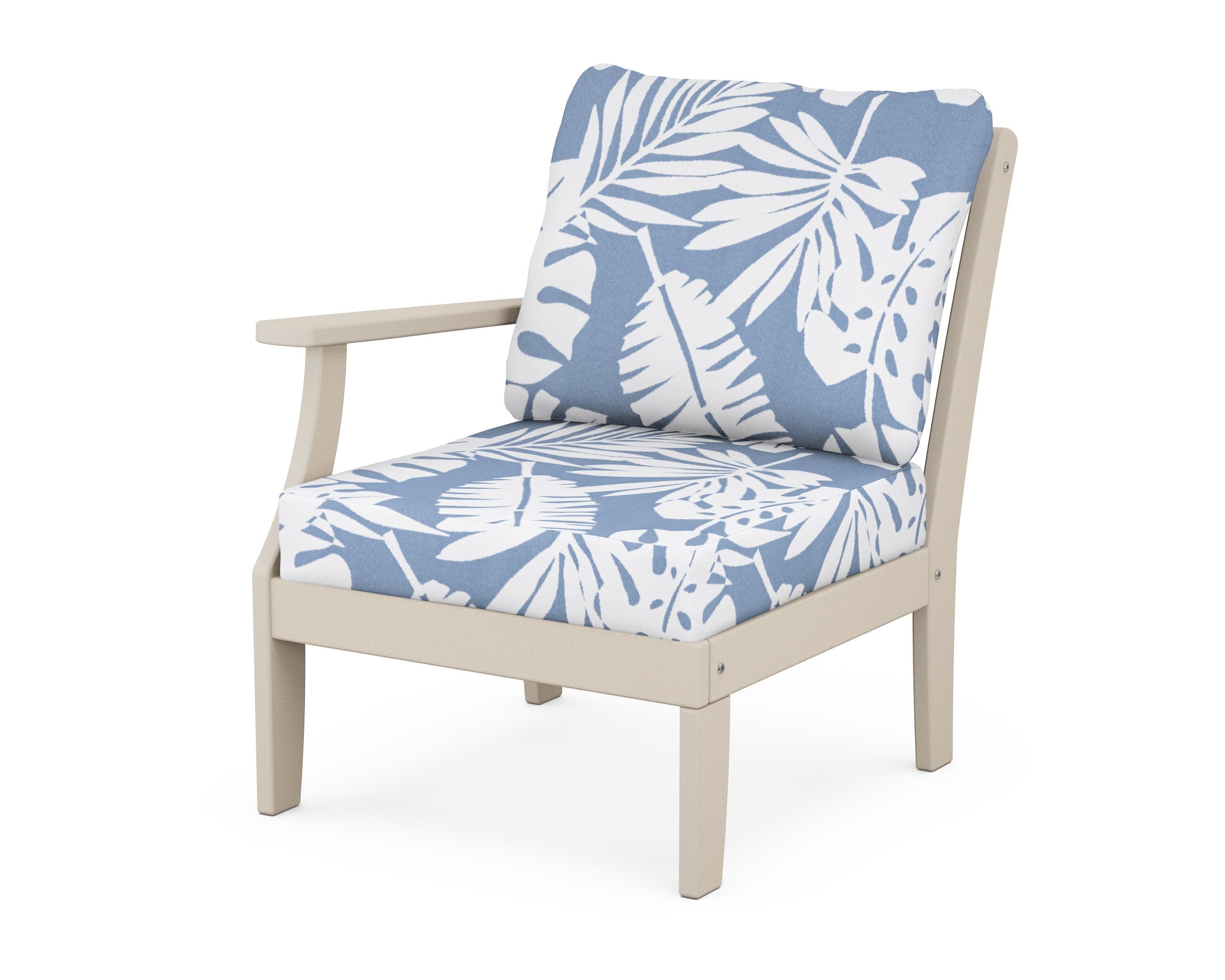 Yacht Club Modular Left Arm Chair in Sand Castle / Leaf Sky Blue