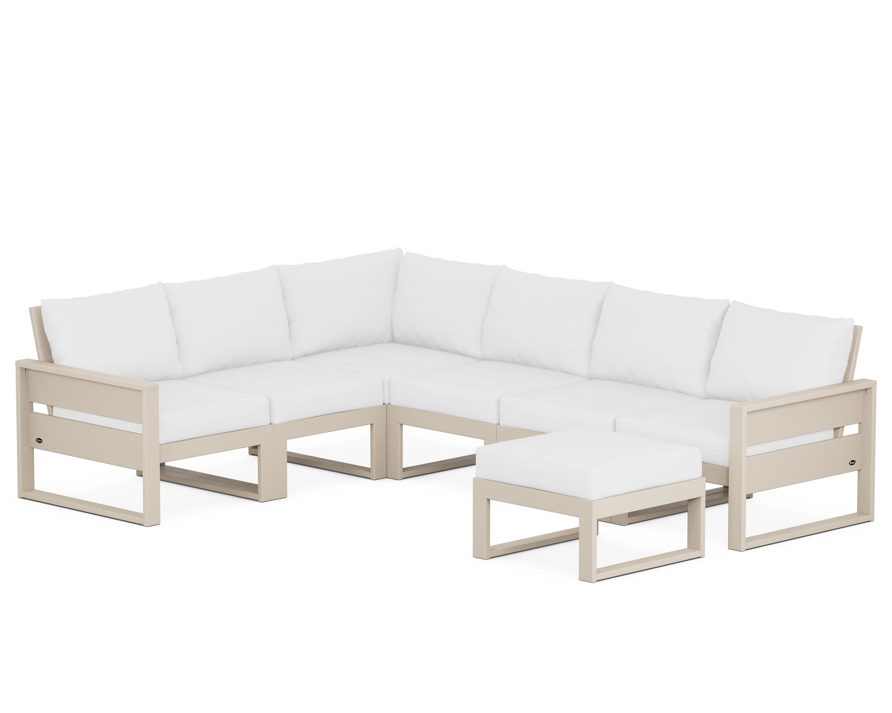 Eastport 6-Piece Sectional with Ottoman in Sand Castle / Natural