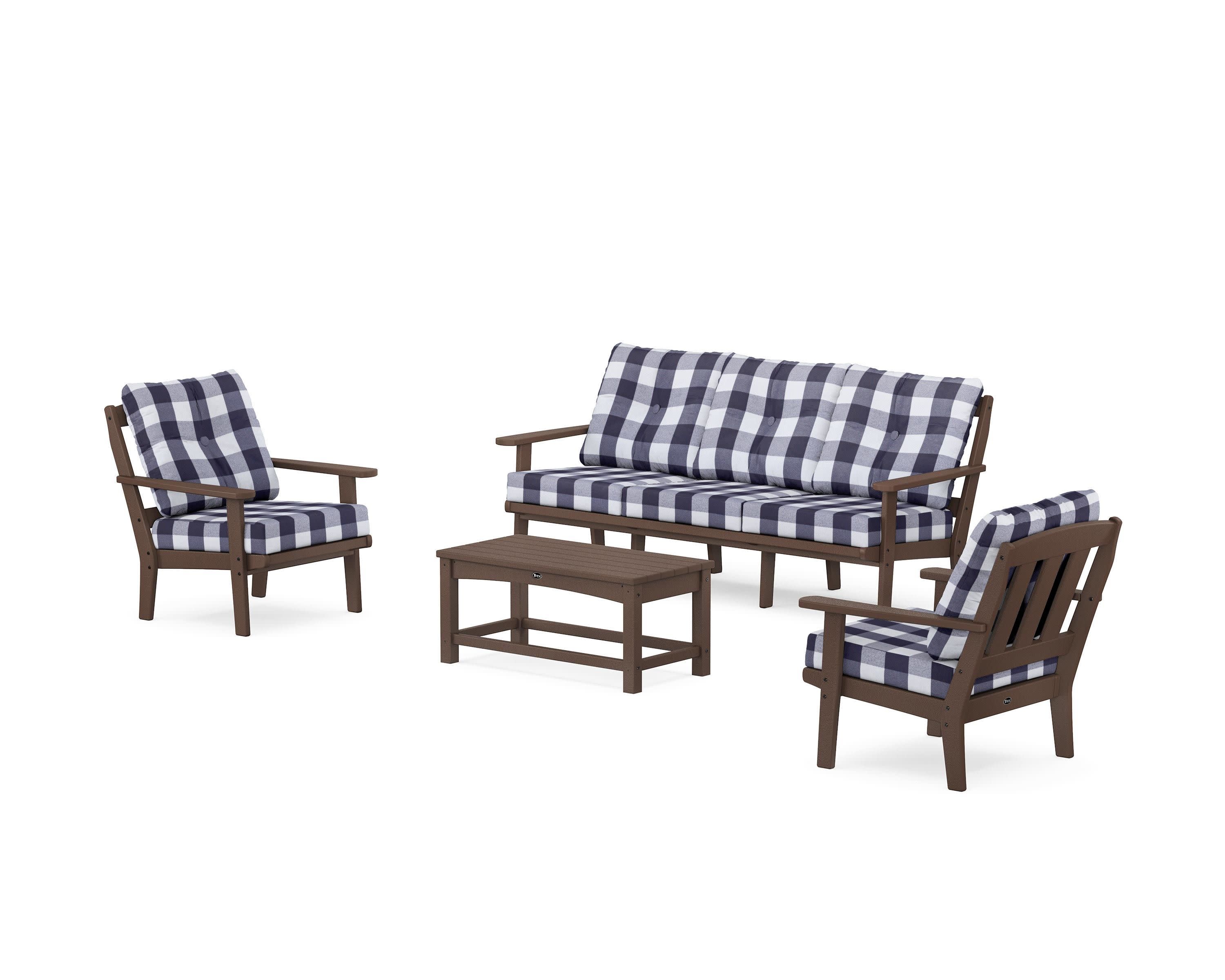 Cape Cod 4-Piece Deep Seating Set with Sofa in Vintage Lantern / Buffalo Plaid Navy