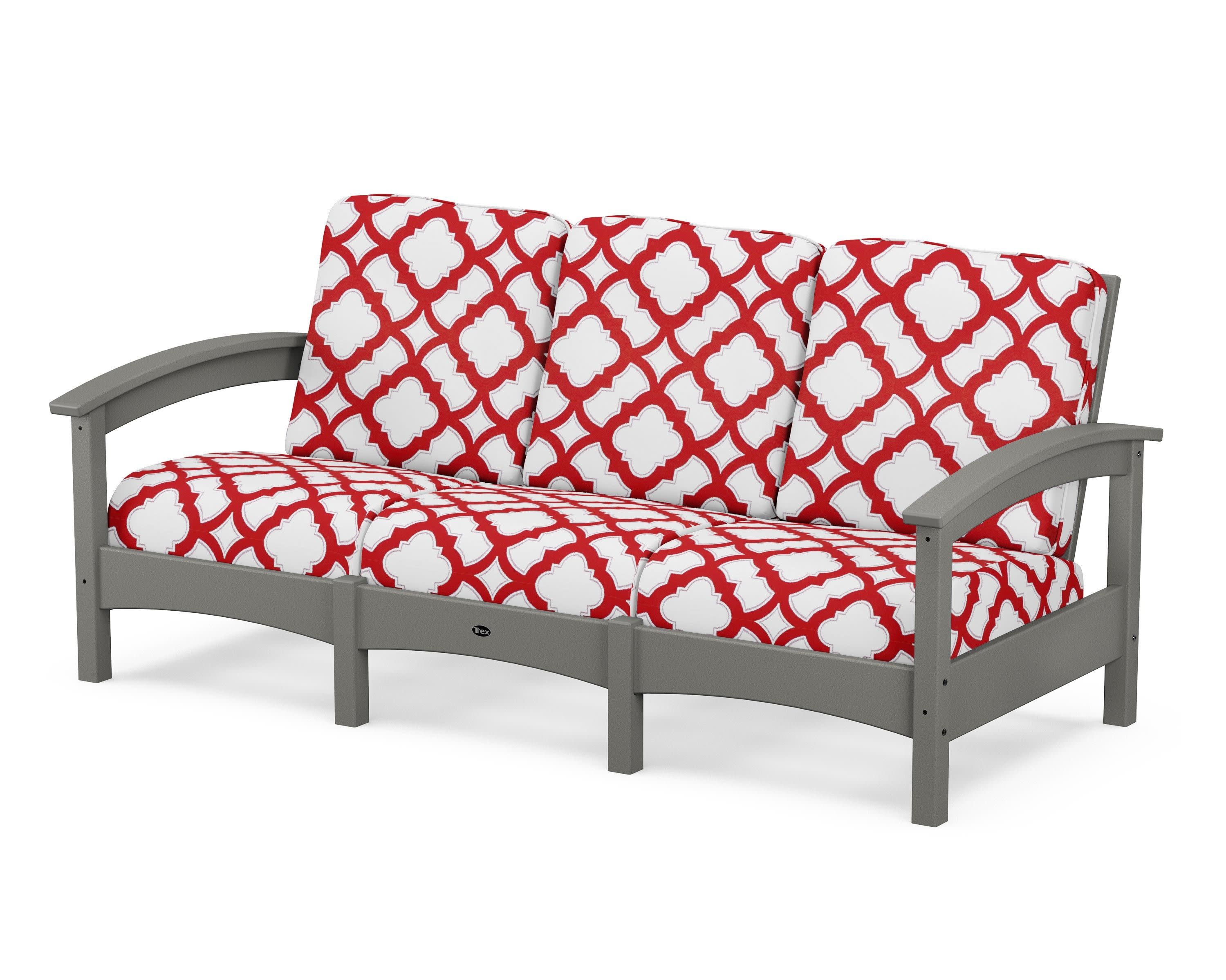 Rockport Club Sofa in Stepping Stone / Trellis Crimson