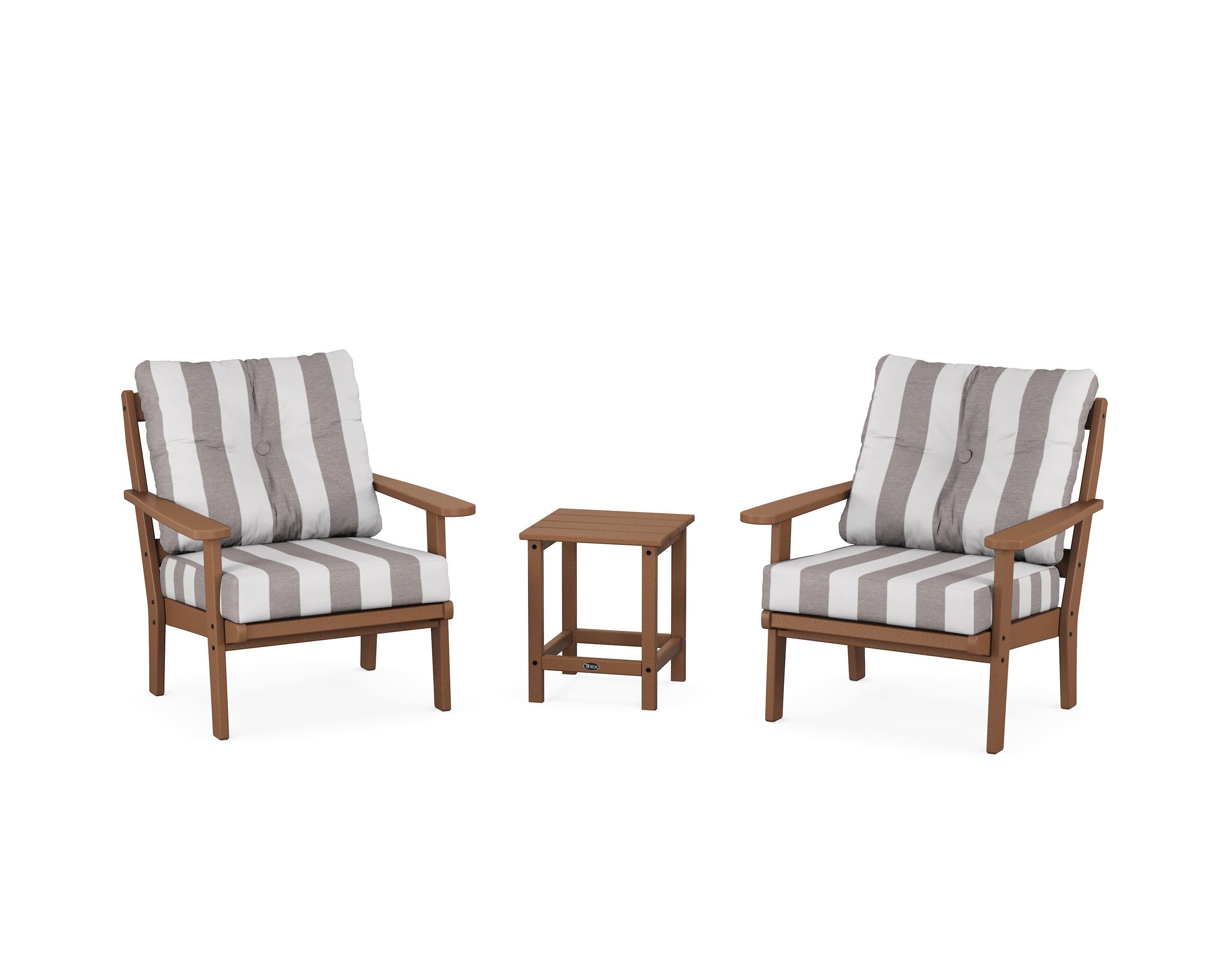 Cape Cod 3-Piece Deep Seating Set in Tree House / Cabana Stripe Grey Mist