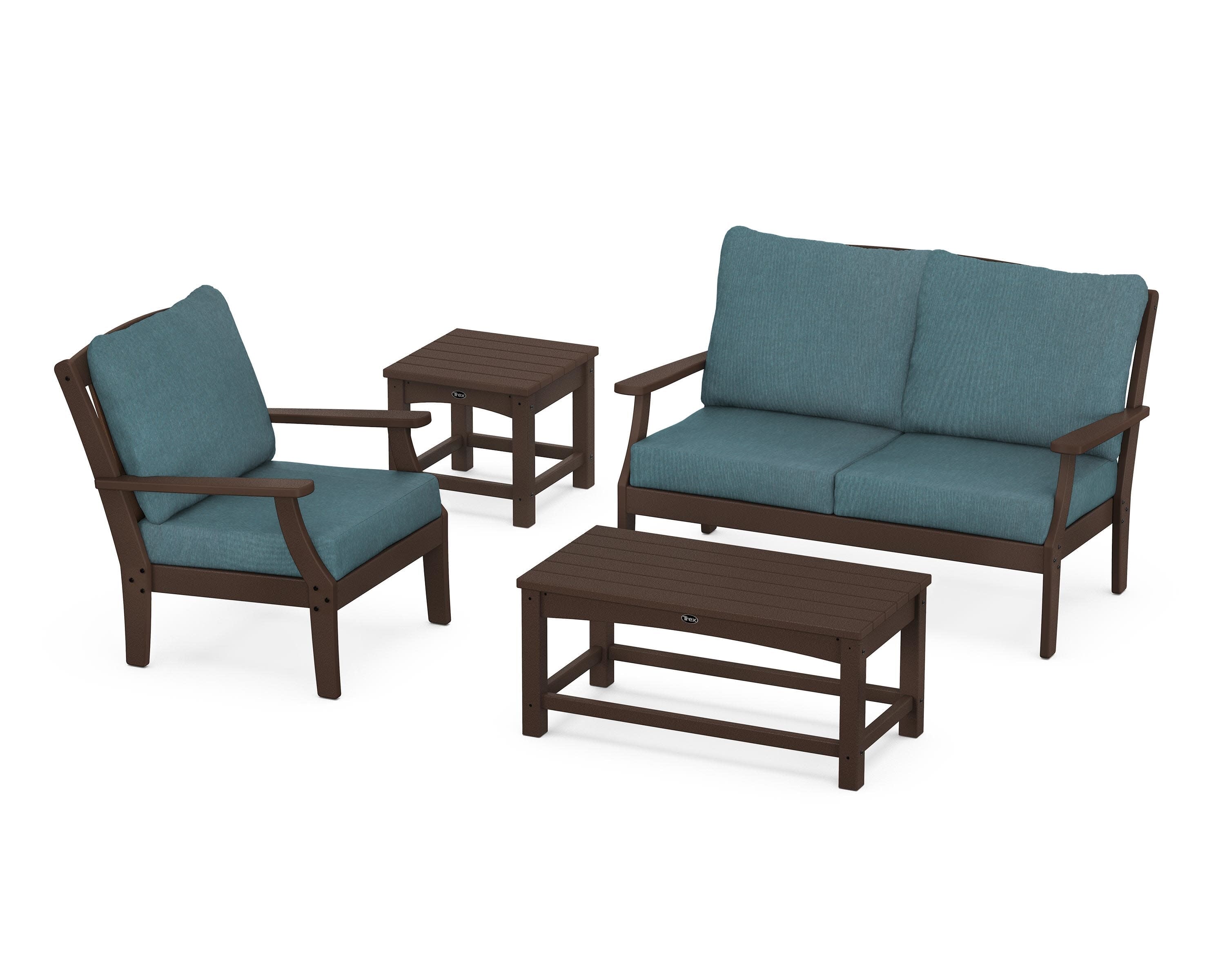 Yacht Club 4-Piece Deep Seating Set in Vintage Lantern / Ocean Teal