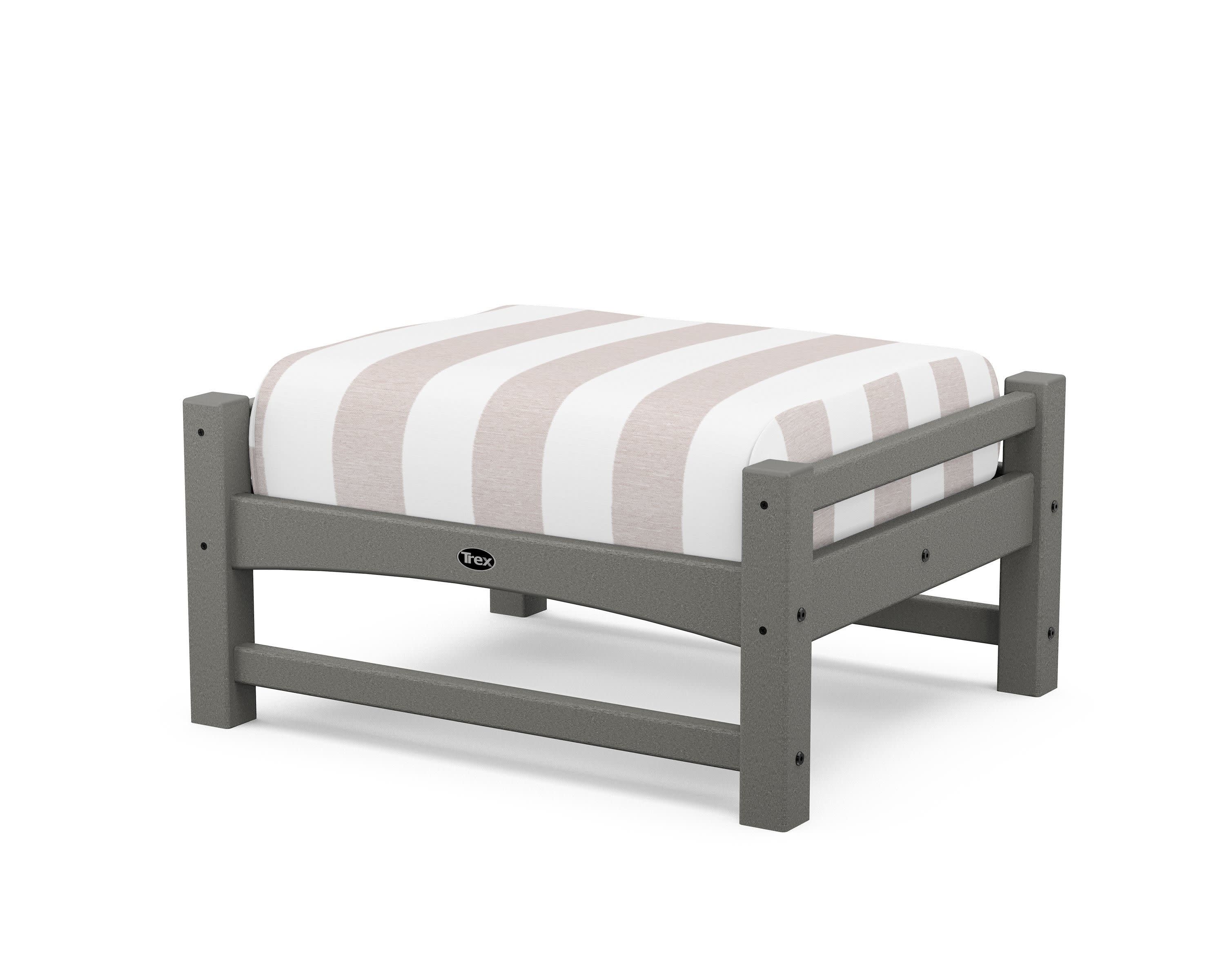 Rockport Club Ottoman in Stepping Stone / Cabana Stripe Dune Burlap