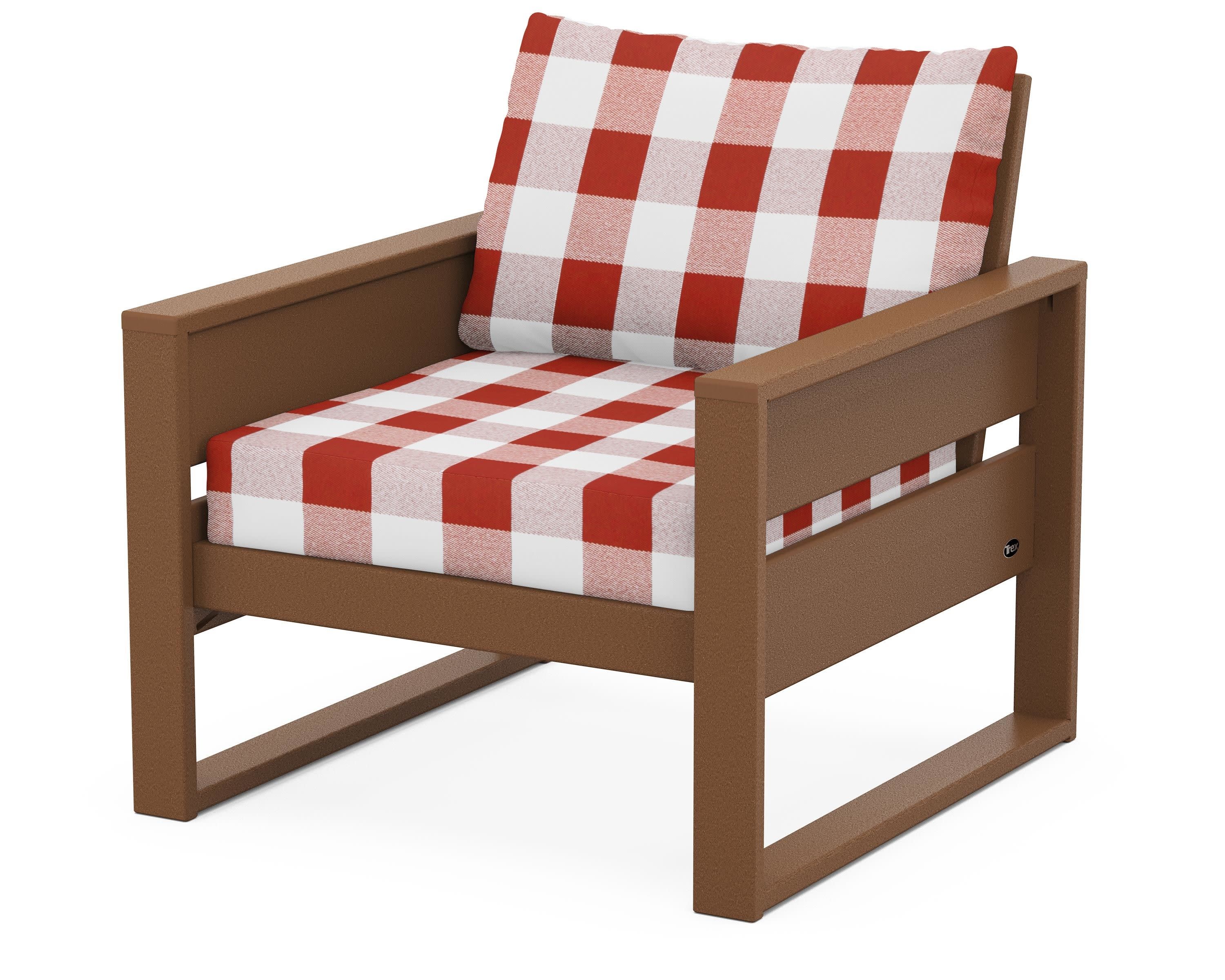 Eastport Club Chair in Tree House / Buffalo Plaid Crimson