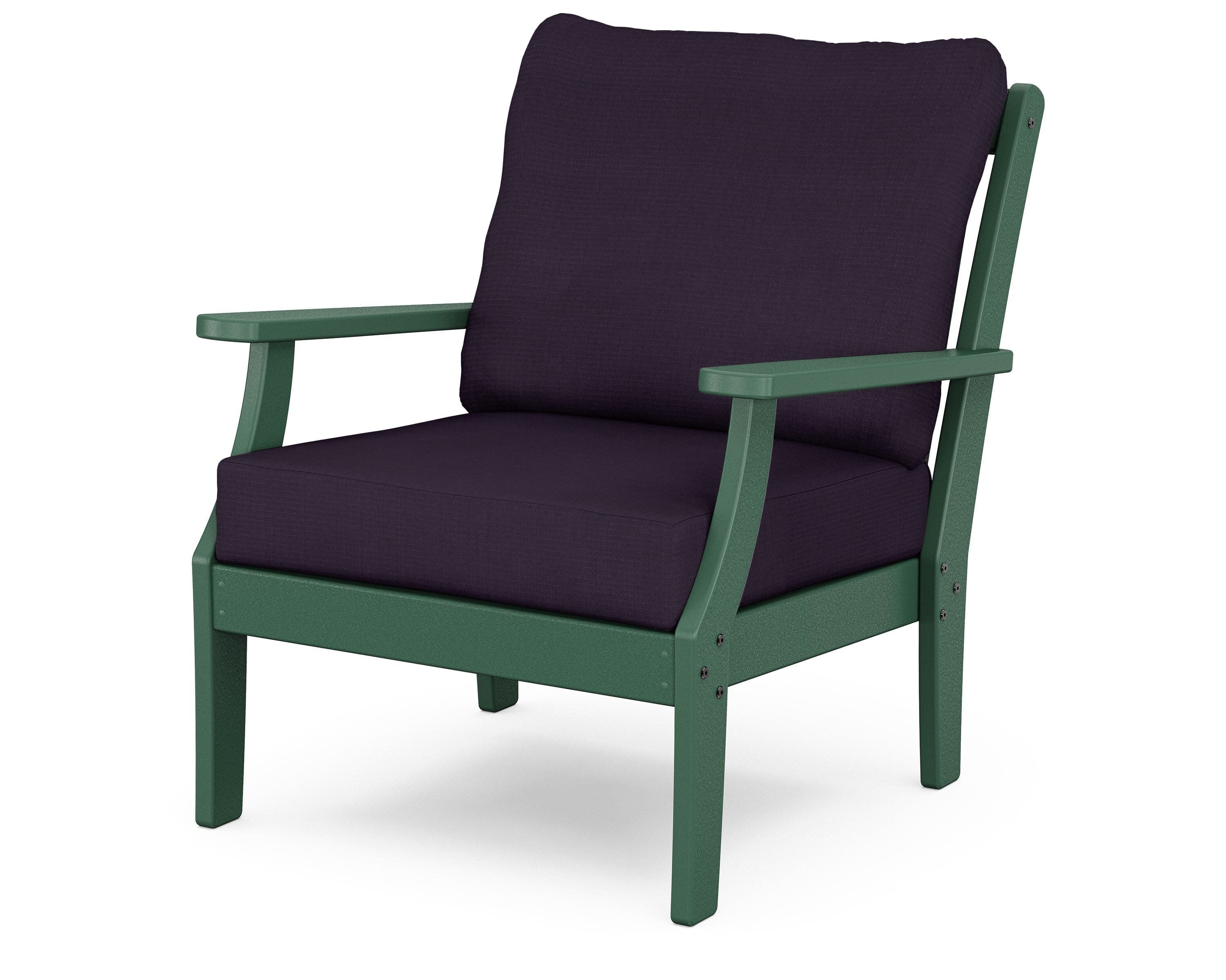 Yacht Club Deep Seating Chair in Rainforest Canopy / Navy Linen