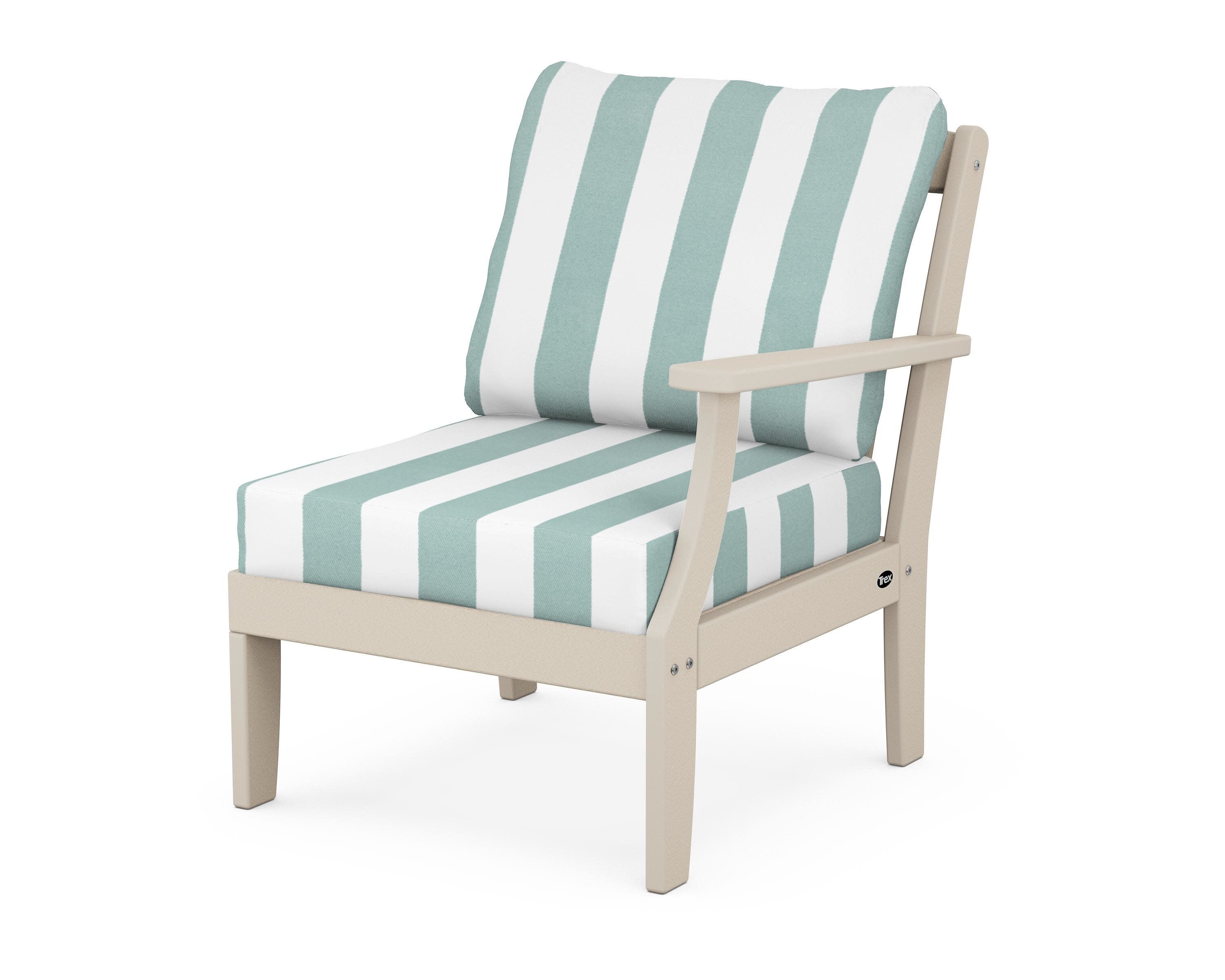 Yacht Club Modular Right Arm Chair in Sand Castle / Cabana Stripe Glacier Spa