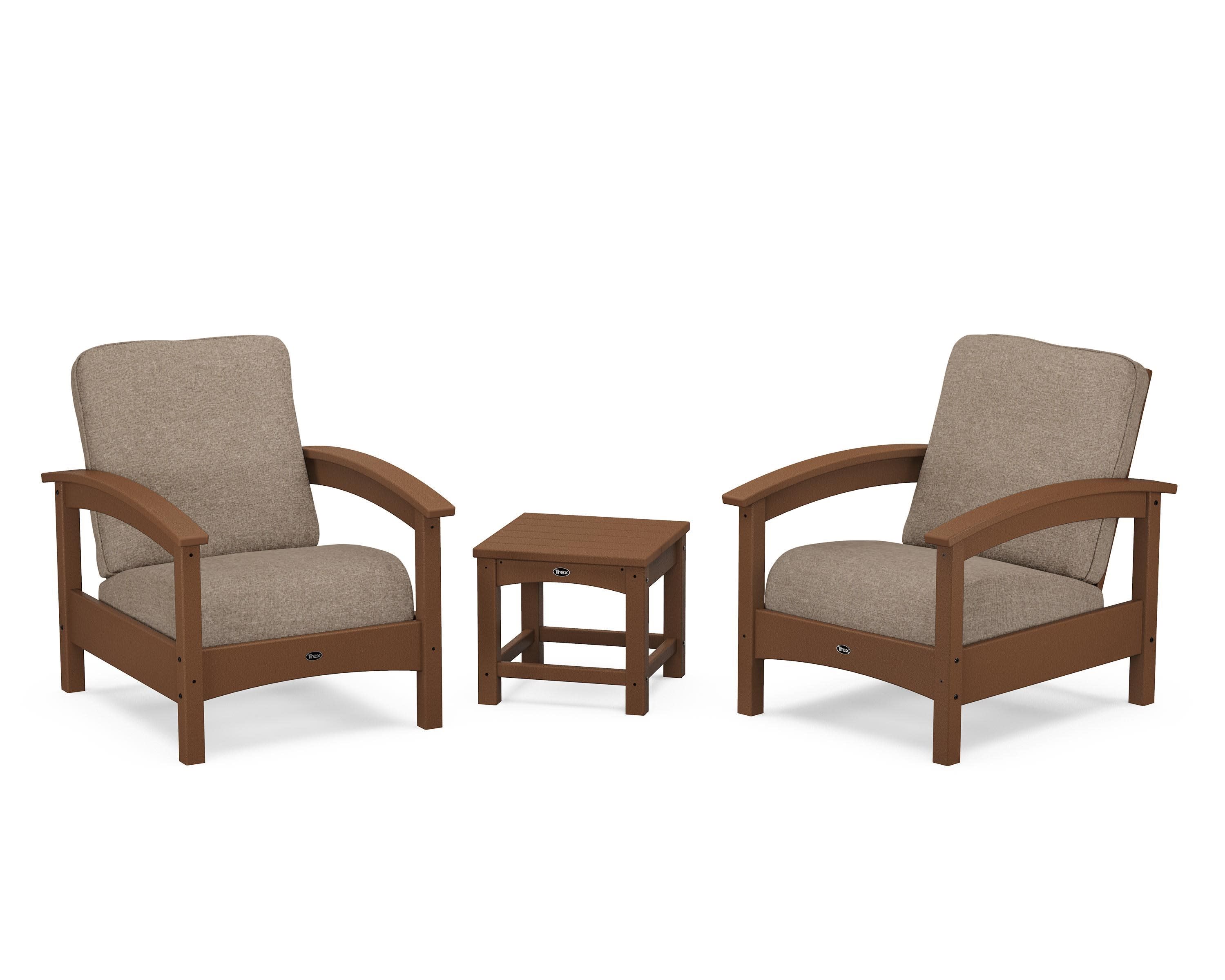 Rockport Club 3-Piece Deep Seating Conversation Set in Tree House / Spiced Burlap