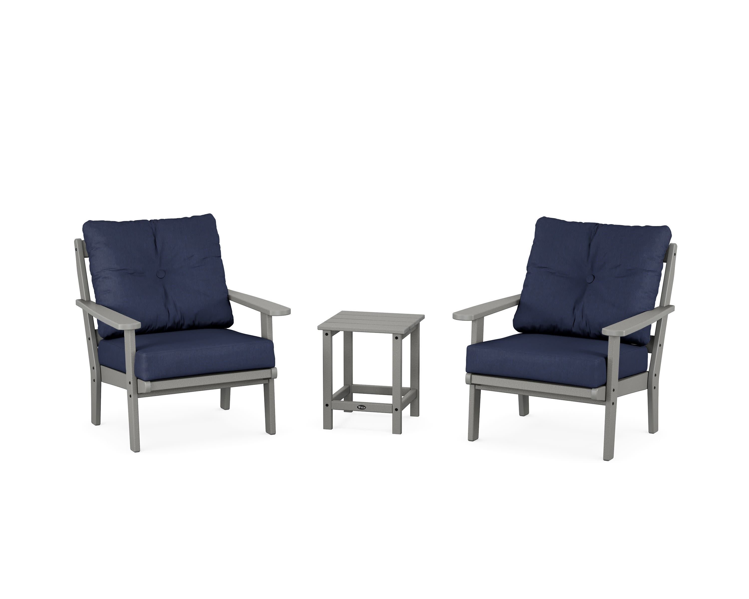 Cape Cod 3-Piece Deep Seating Set in Stepping Stone / Spectrum Indigo