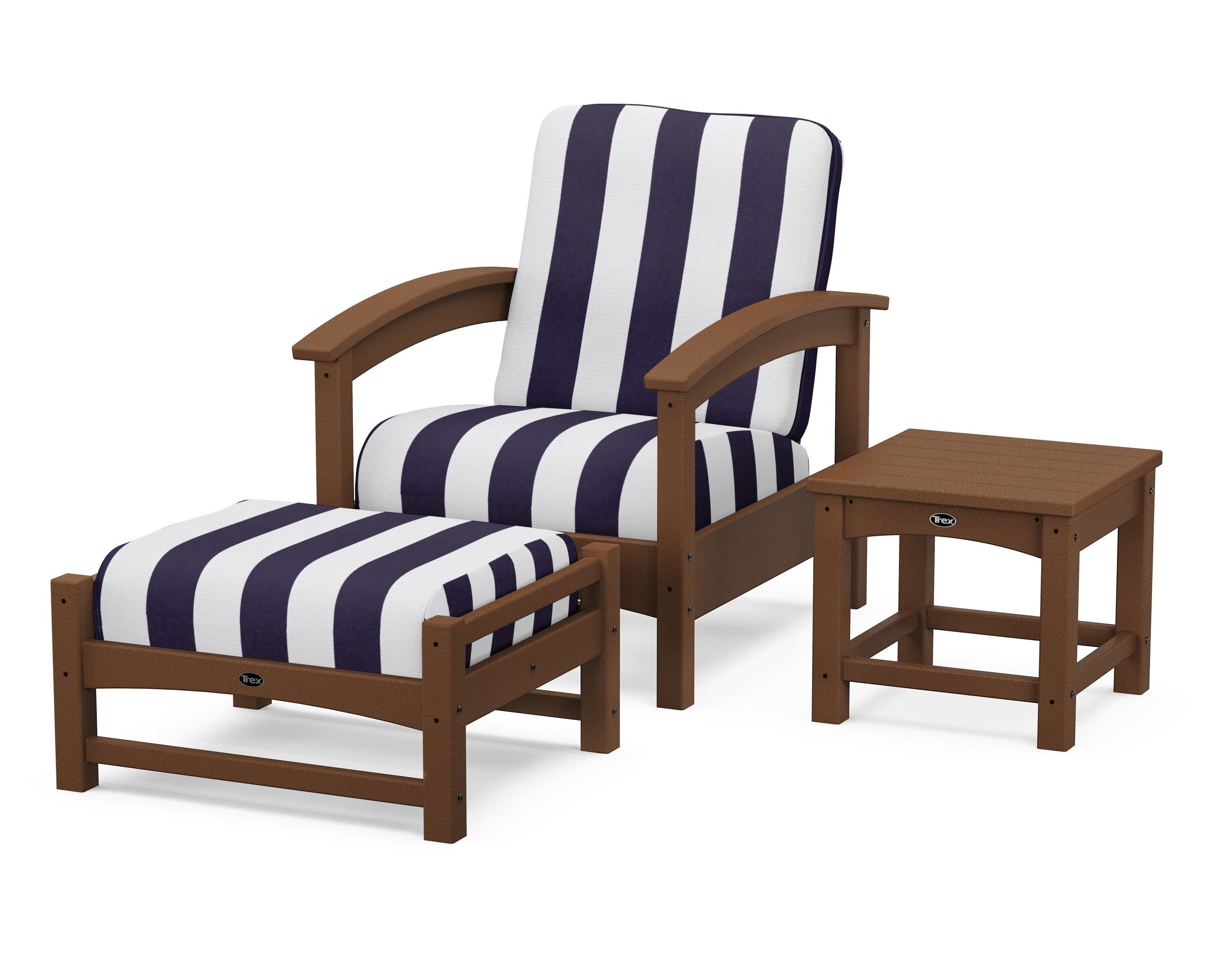 Rockport 3-Piece Deep Seating Set in Tree House / Cabana Stripe Navy