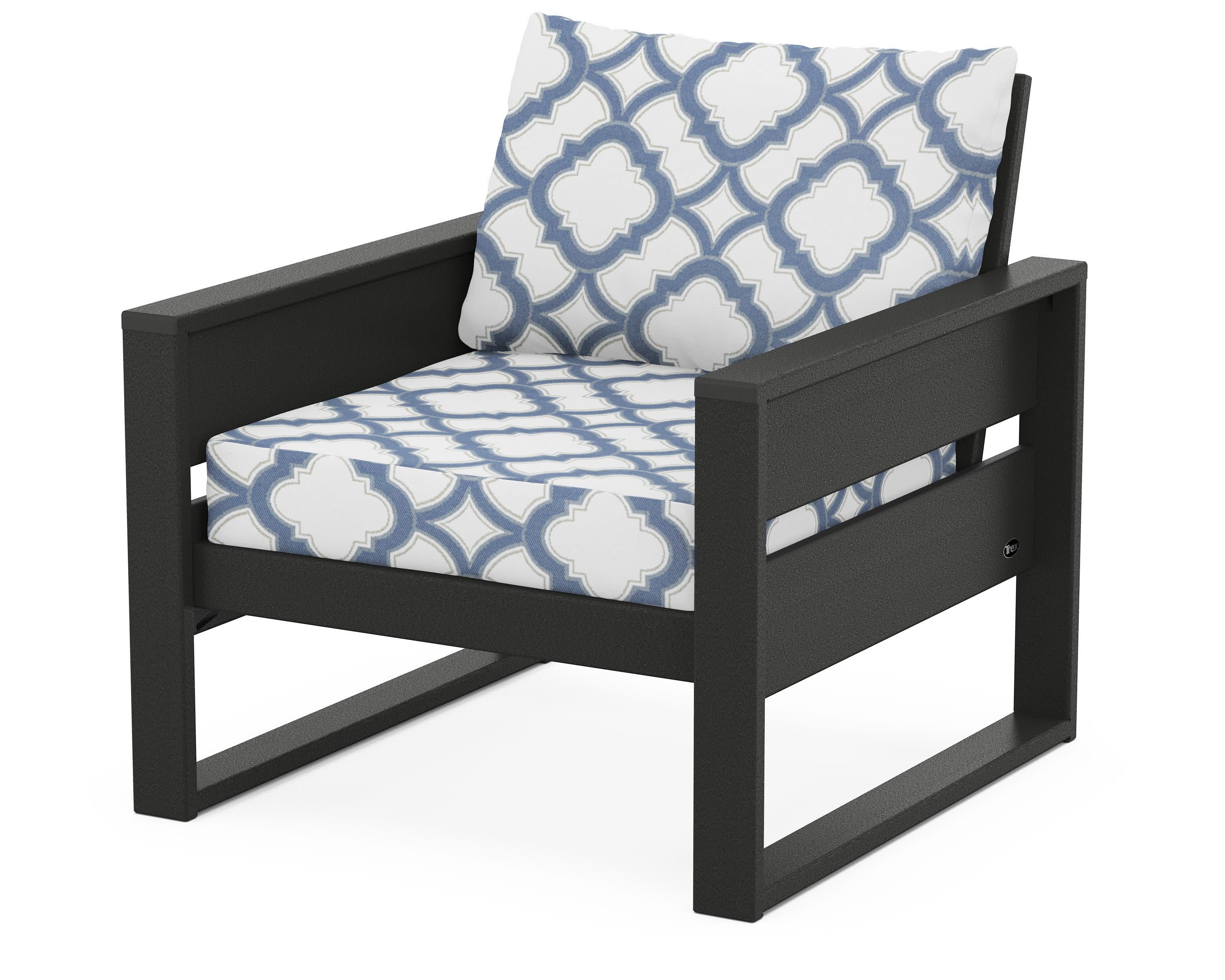 Eastport Club Chair in Charcoal Black / Trellis Sky Blue