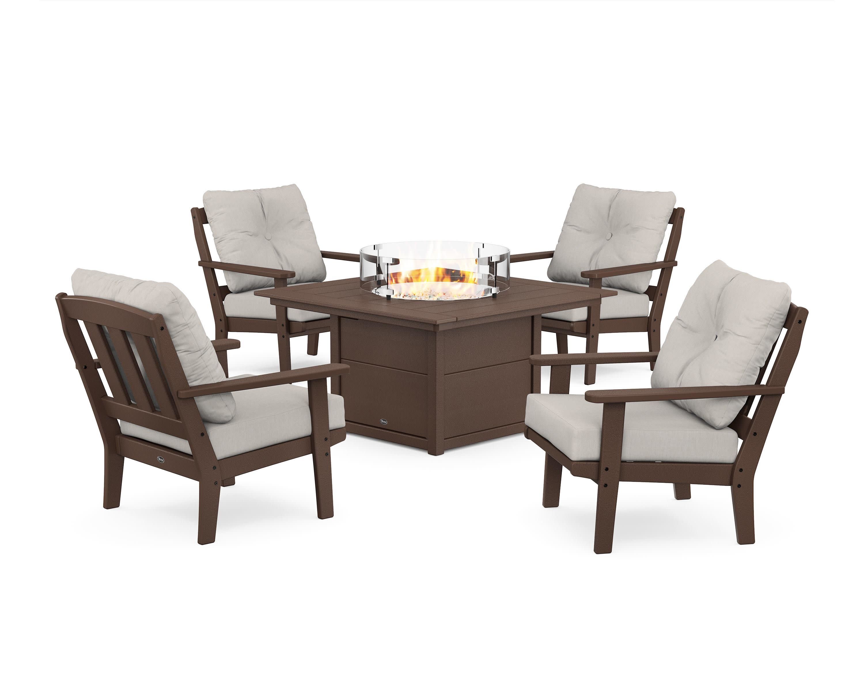 Cape Cod 5-Piece Deep Seating Set with Fire Pit Table in Vintage Lantern / Cast Ash