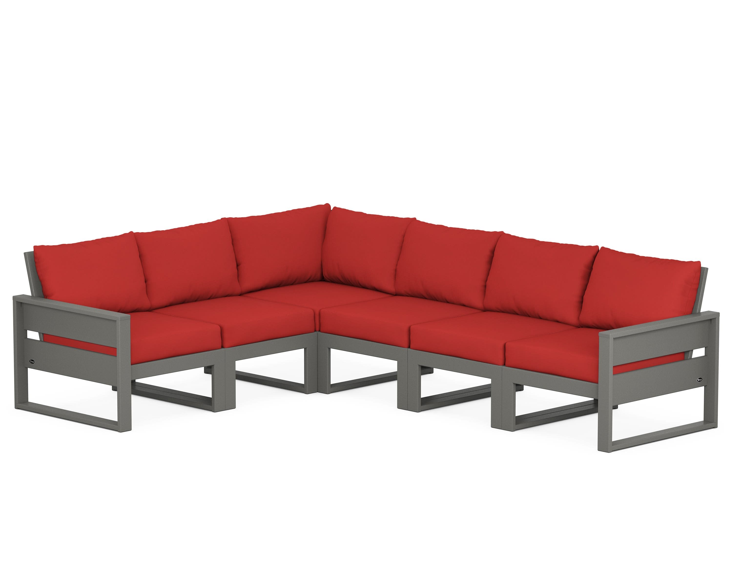 Eastport 6-Piece Sectional in Stepping Stone / Crimson Linen