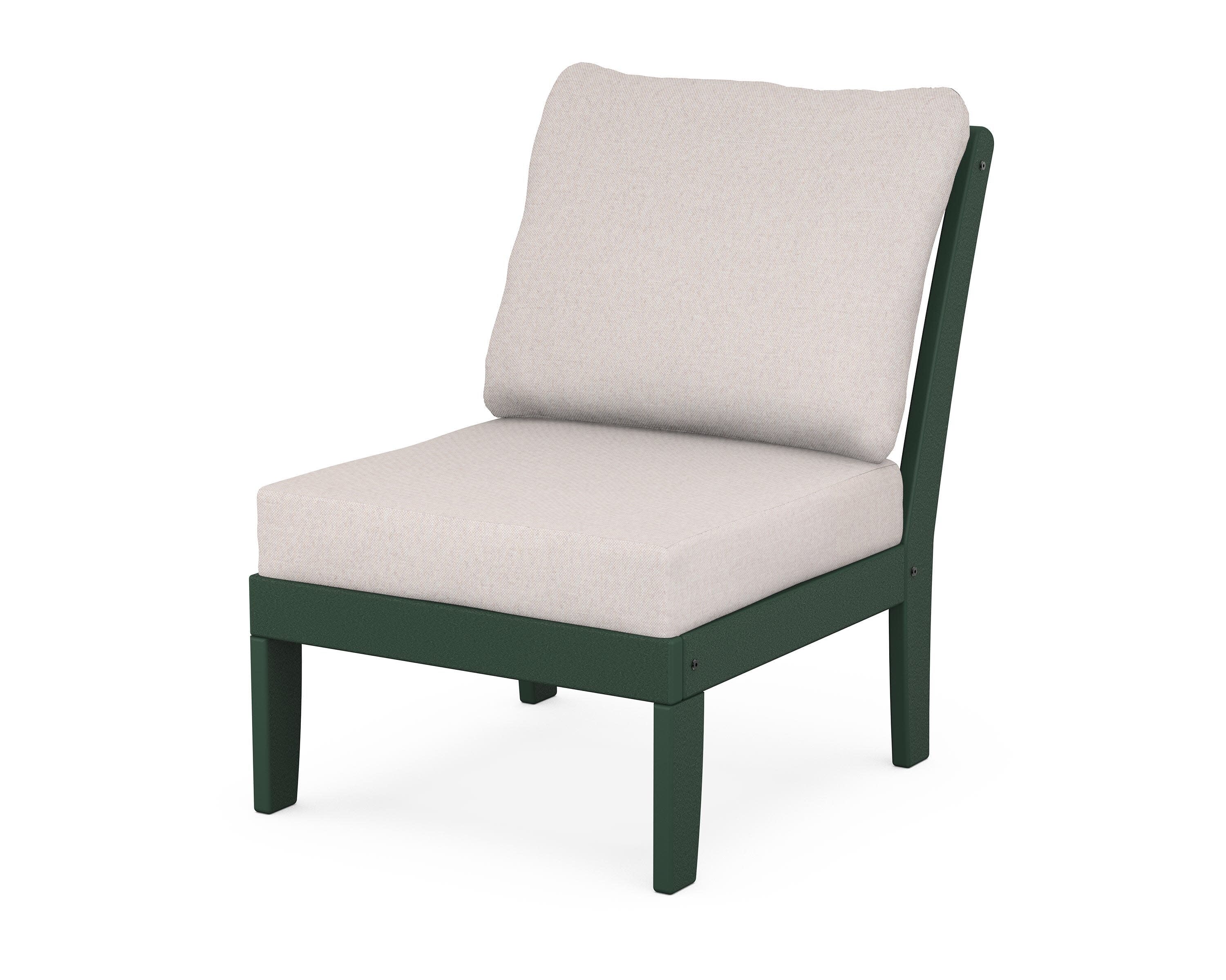 Yacht Club Modular Armless Chair in Rainforest Canopy / Dune Burlap