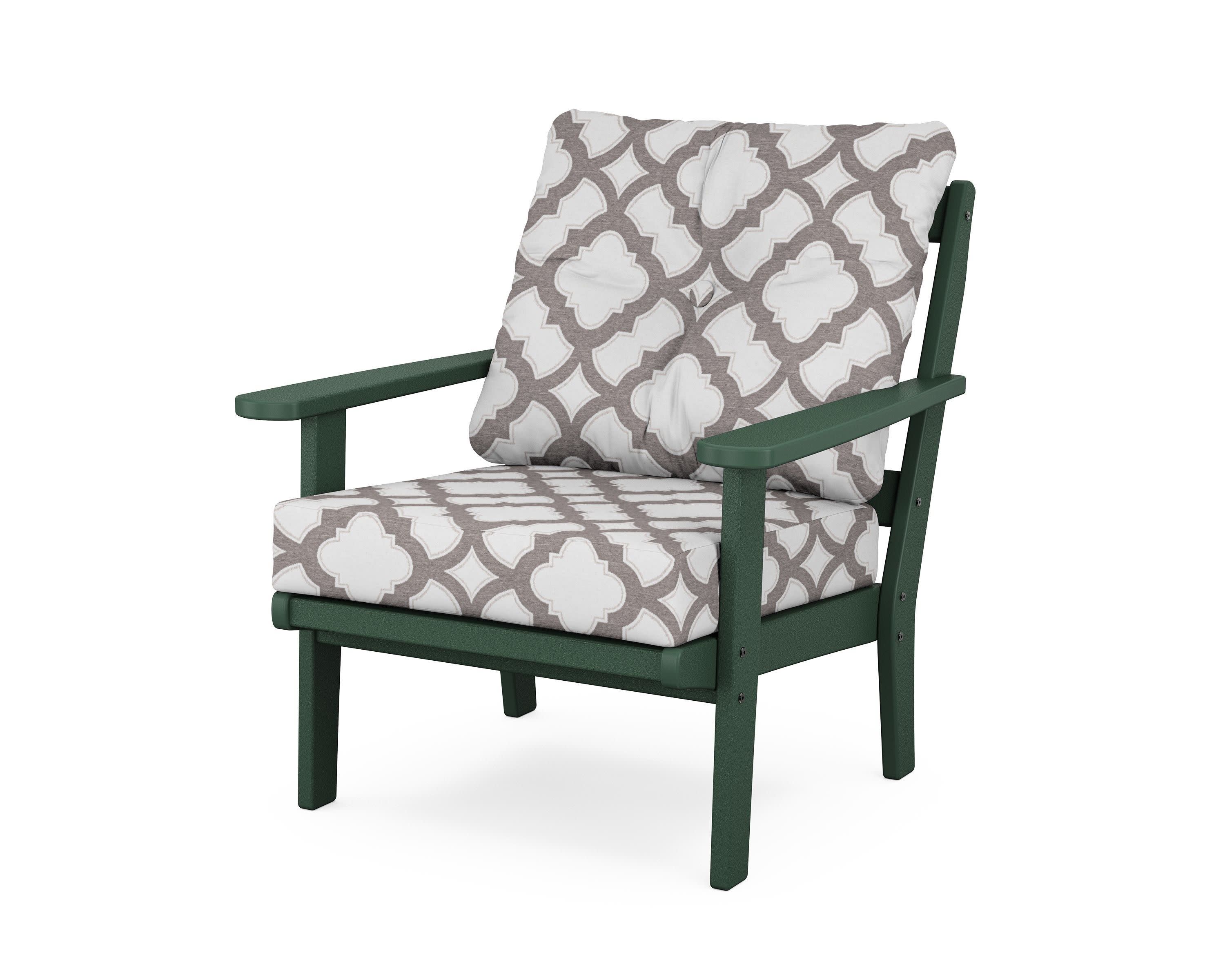 Cape Cod Deep Seating Chair in Rainforest Canopy / Trellis Grey Mist