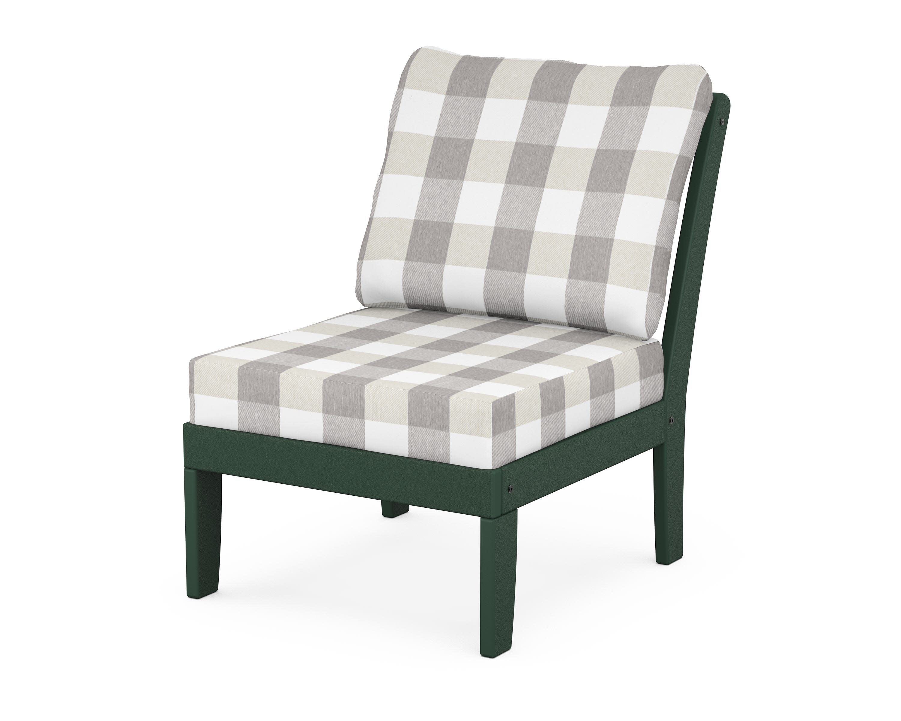 Yacht Club Modular Armless Chair in Rainforest Canopy / Buffalo Plaid Grey Mist