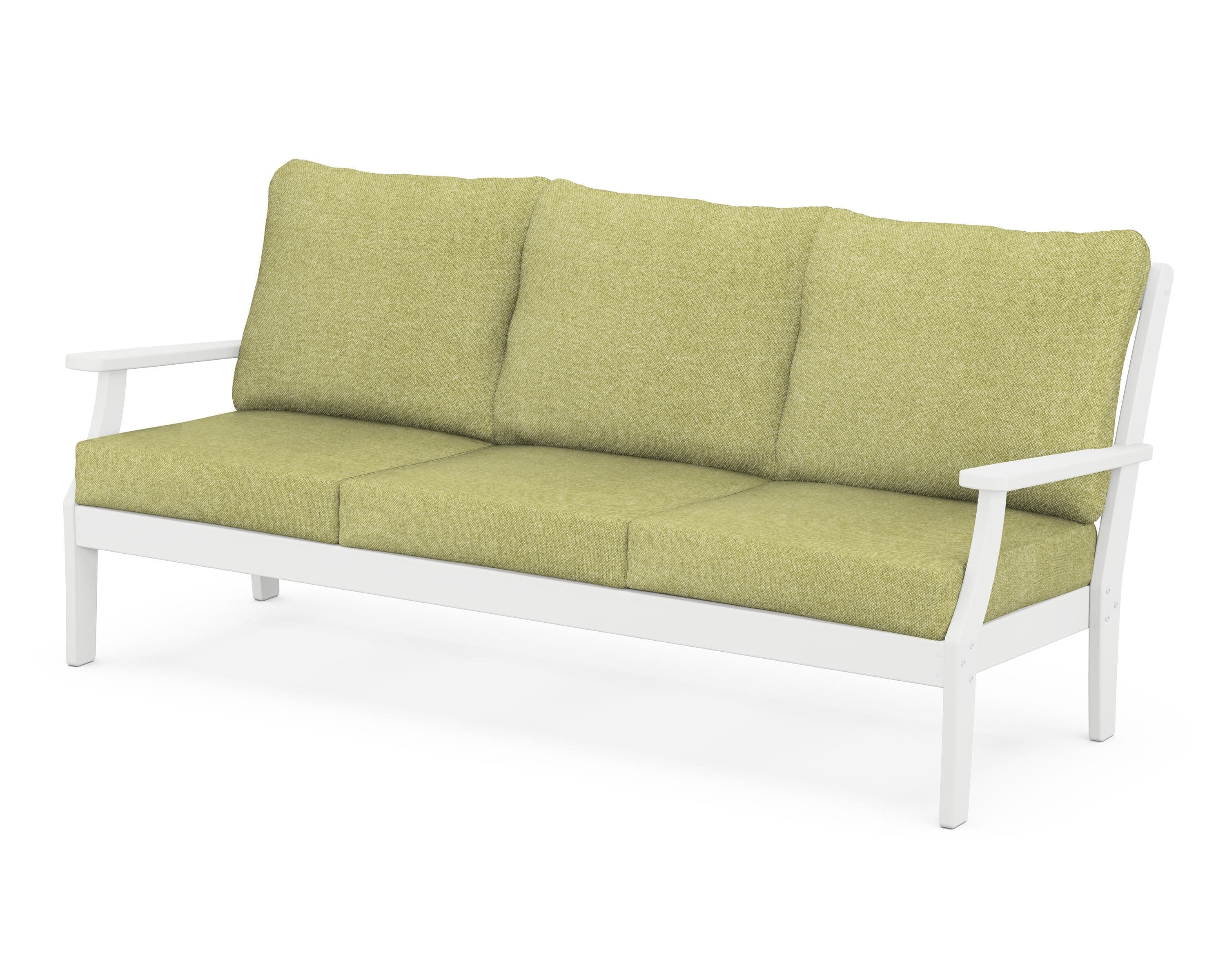Yacht Club Deep Seating Sofa in Classic White / Chartreuse Boucle
