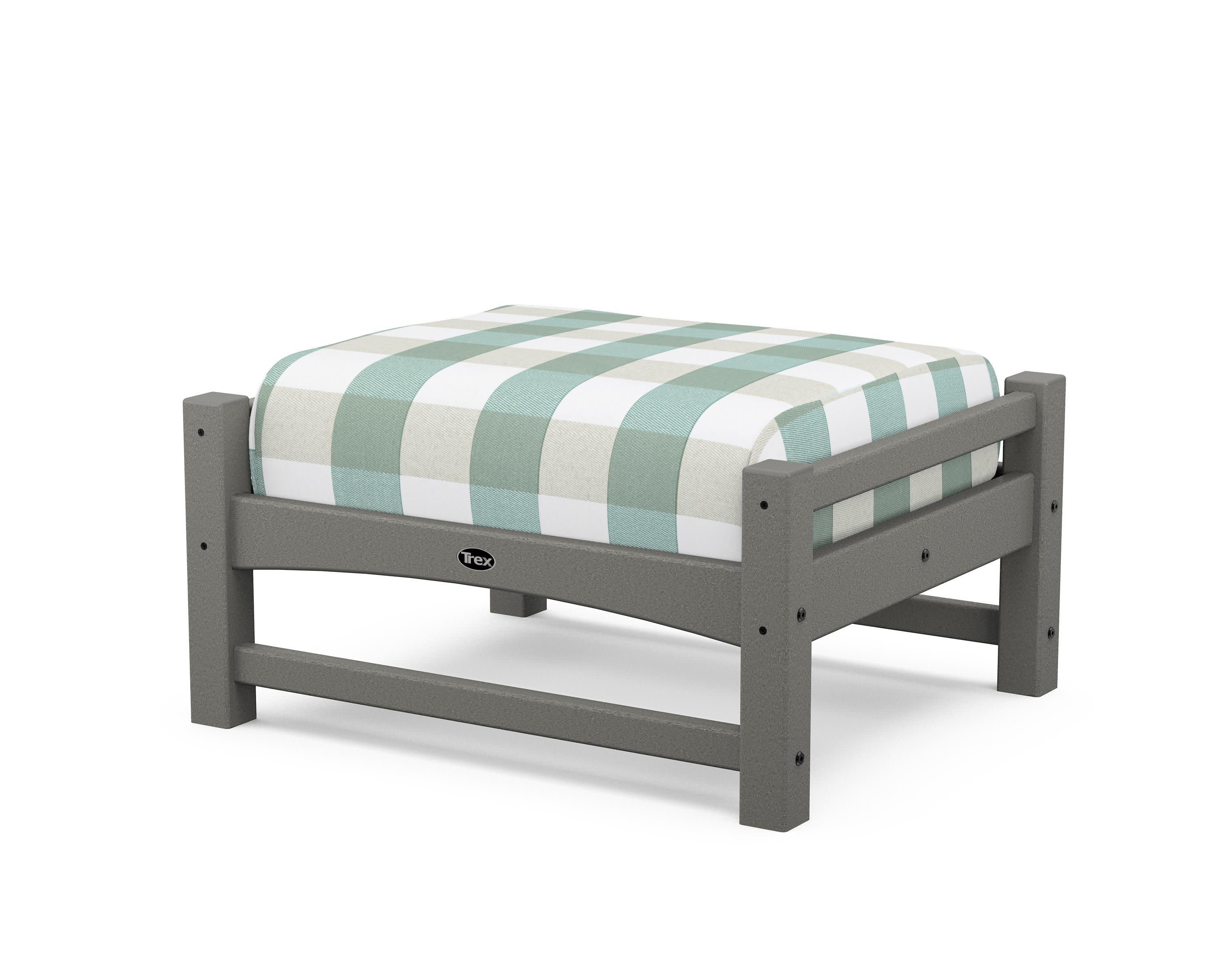 Rockport Club Ottoman in Stepping Stone / Buffalo Plaid Glacier Spa