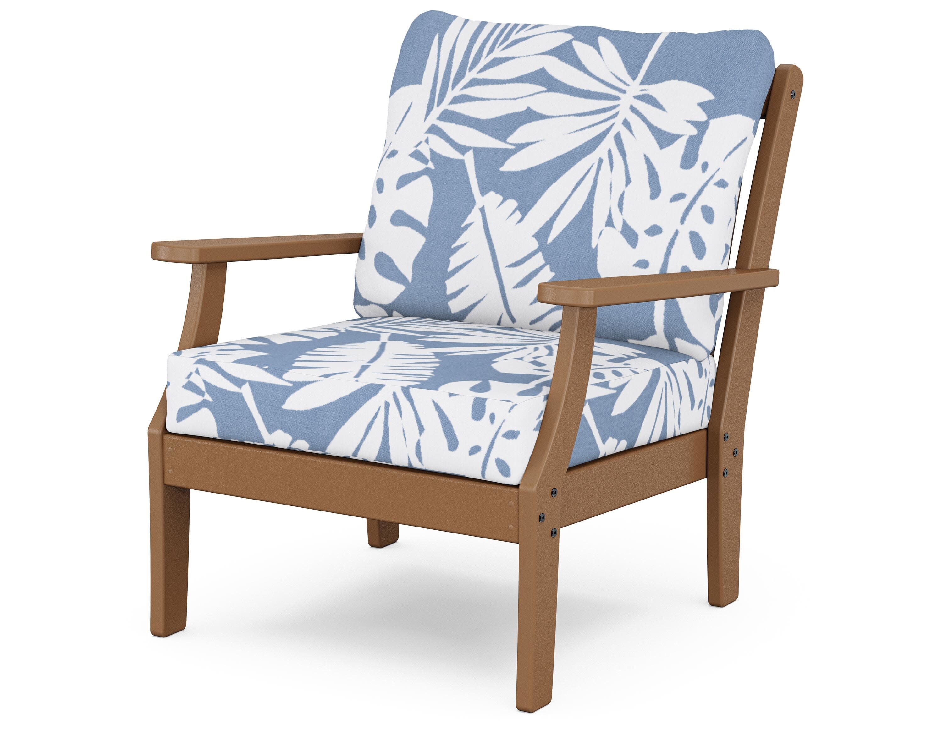 Yacht Club Deep Seating Chair in Tree House / Leaf Sky Blue