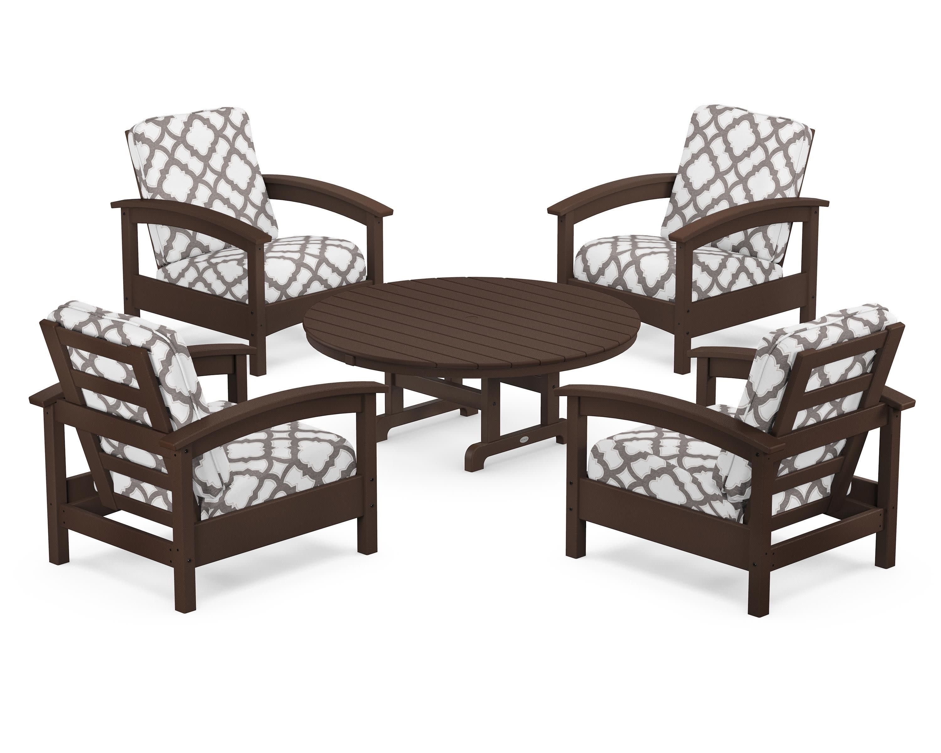 Rockport 5-Piece Deep Seating Set in Vintage Lantern / Trellis Grey Mist