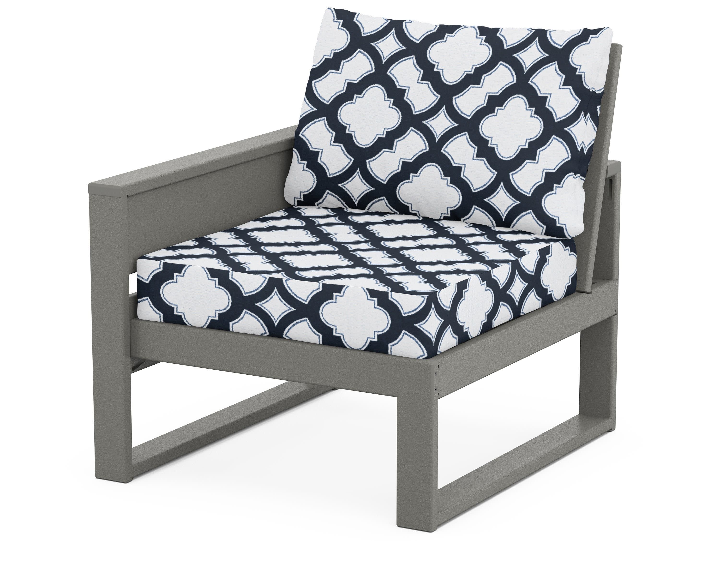 Eastport Modular Left Arm Chair in Stepping Stone / Trellis Marine Indigo