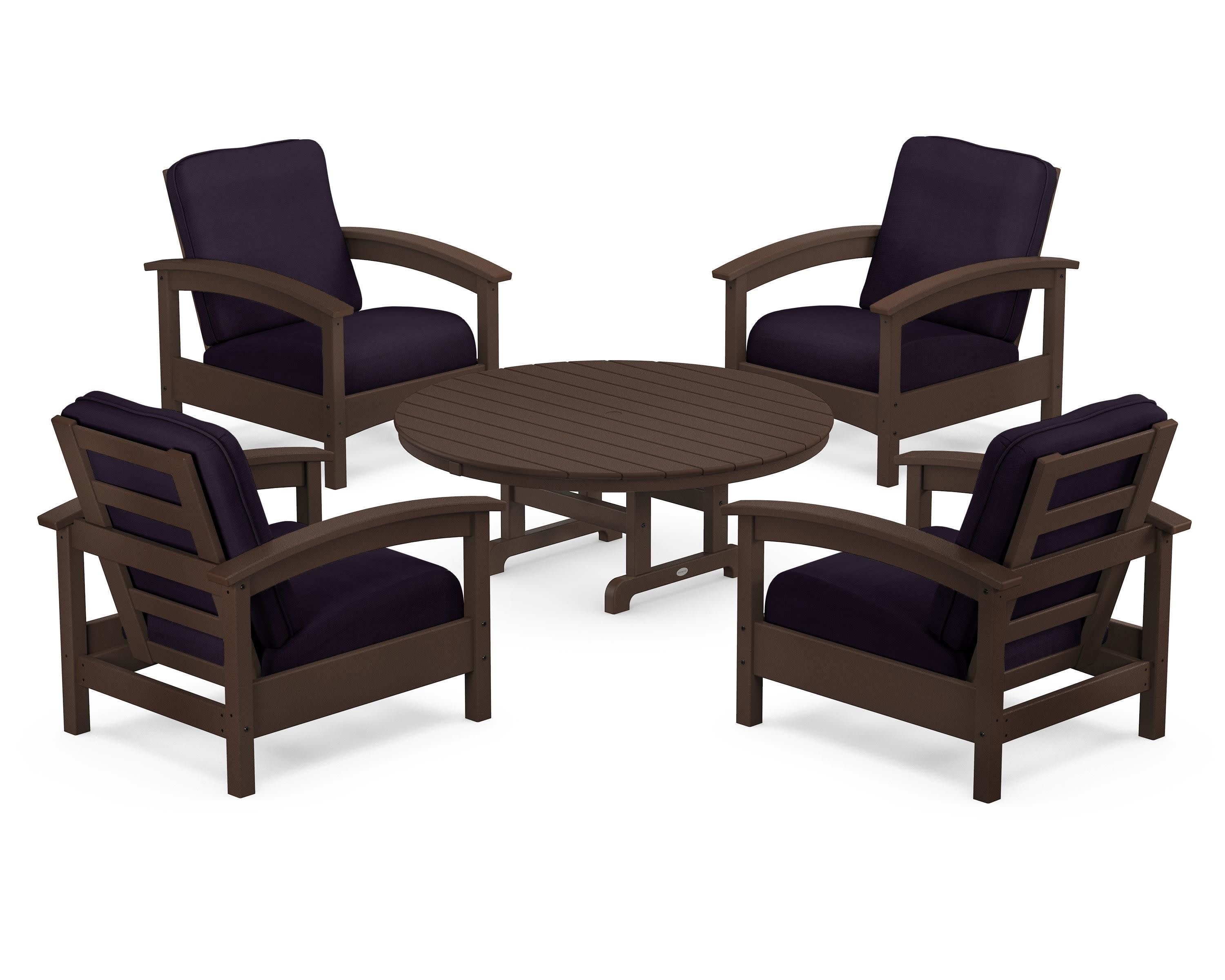 Rockport 5-Piece Deep Seating Set in Vintage Lantern / Navy Linen