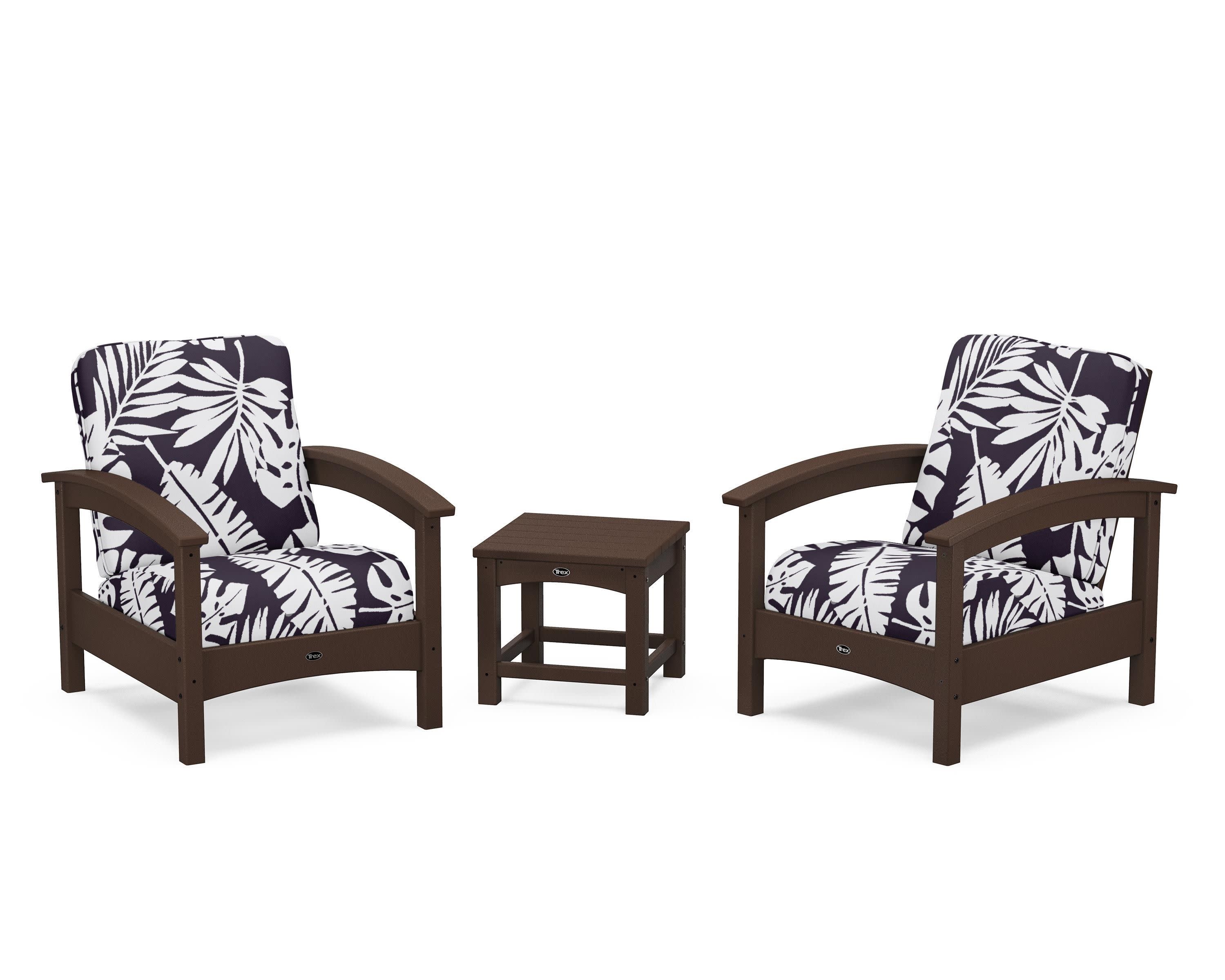 Rockport Club 3-Piece Deep Seating Conversation Set in Vintage Lantern / Leaf Navy